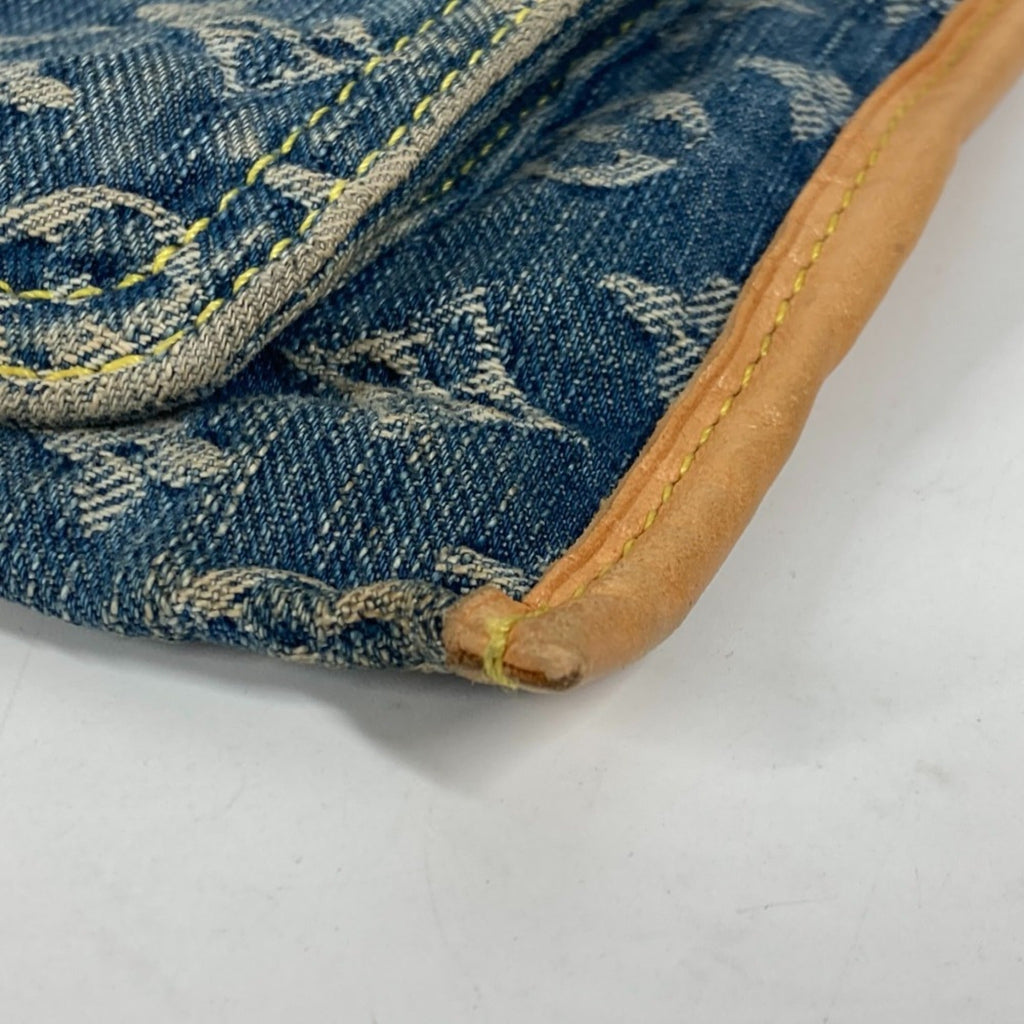 Louis Vuitton Blue Yellow Monogram Denim Shoulder Bag Tote Bag (Pre-Owned)