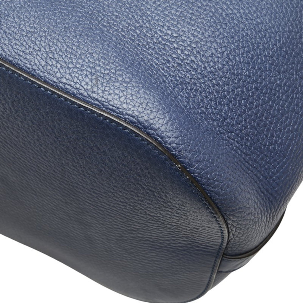 Gucci Bamboo Navy Leather Handbag Shoulder Bag (Pre-Owned)