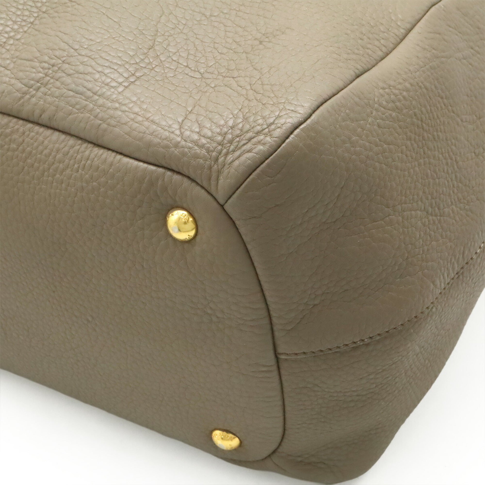 Prada Grayish Leather Shoulder Bag Tote Bag (Pre-Owned)