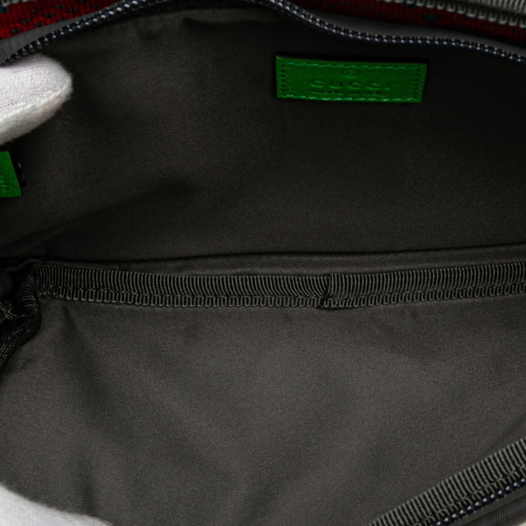 Gucci Gray Red Color Nylon Rubber Fanny Pack Sling Bag (Pre-Owned)