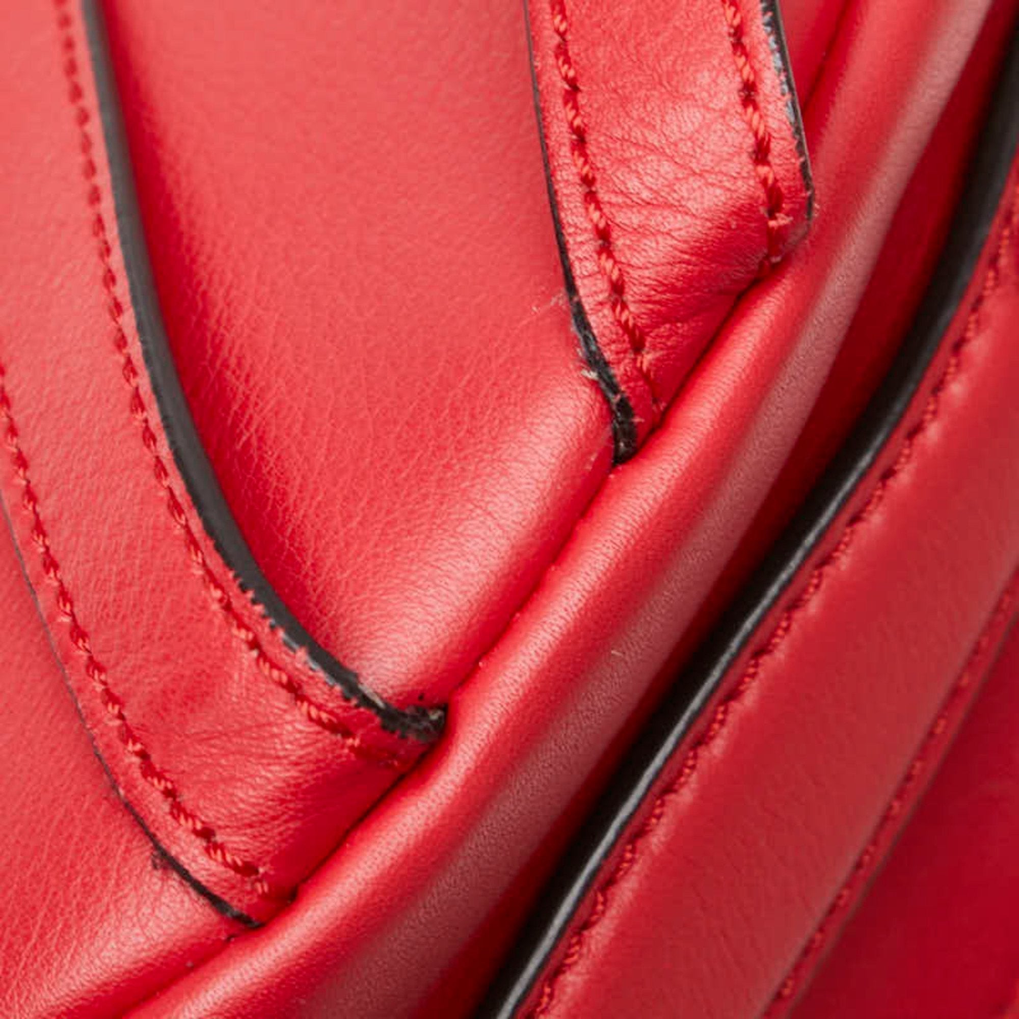 Fendi Red Color Leather Backpack (Pre-Owned)