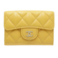 Chanel Yellow Grained Calfskin Wallet (Tri-Fold) (Pre-Owned)