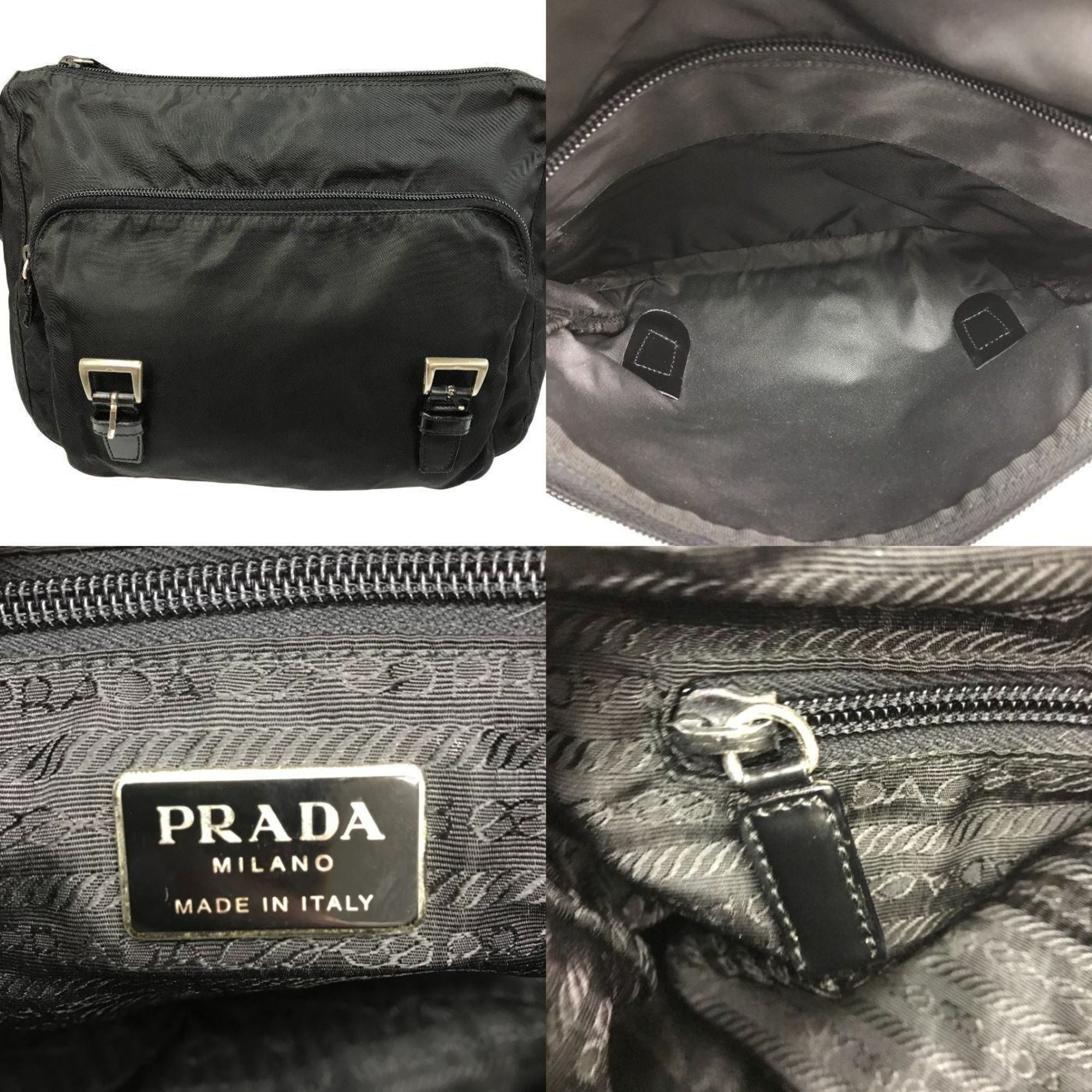 Prada Black Nylon Leather Shoulder Bag (Pre-Owned)