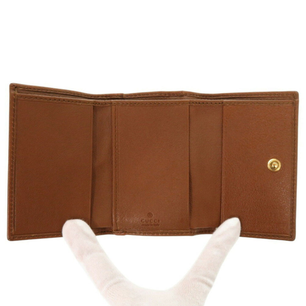 Gucci Bamboo Brown Leather Wallet (Tri-Fold) (Pre-Owned)