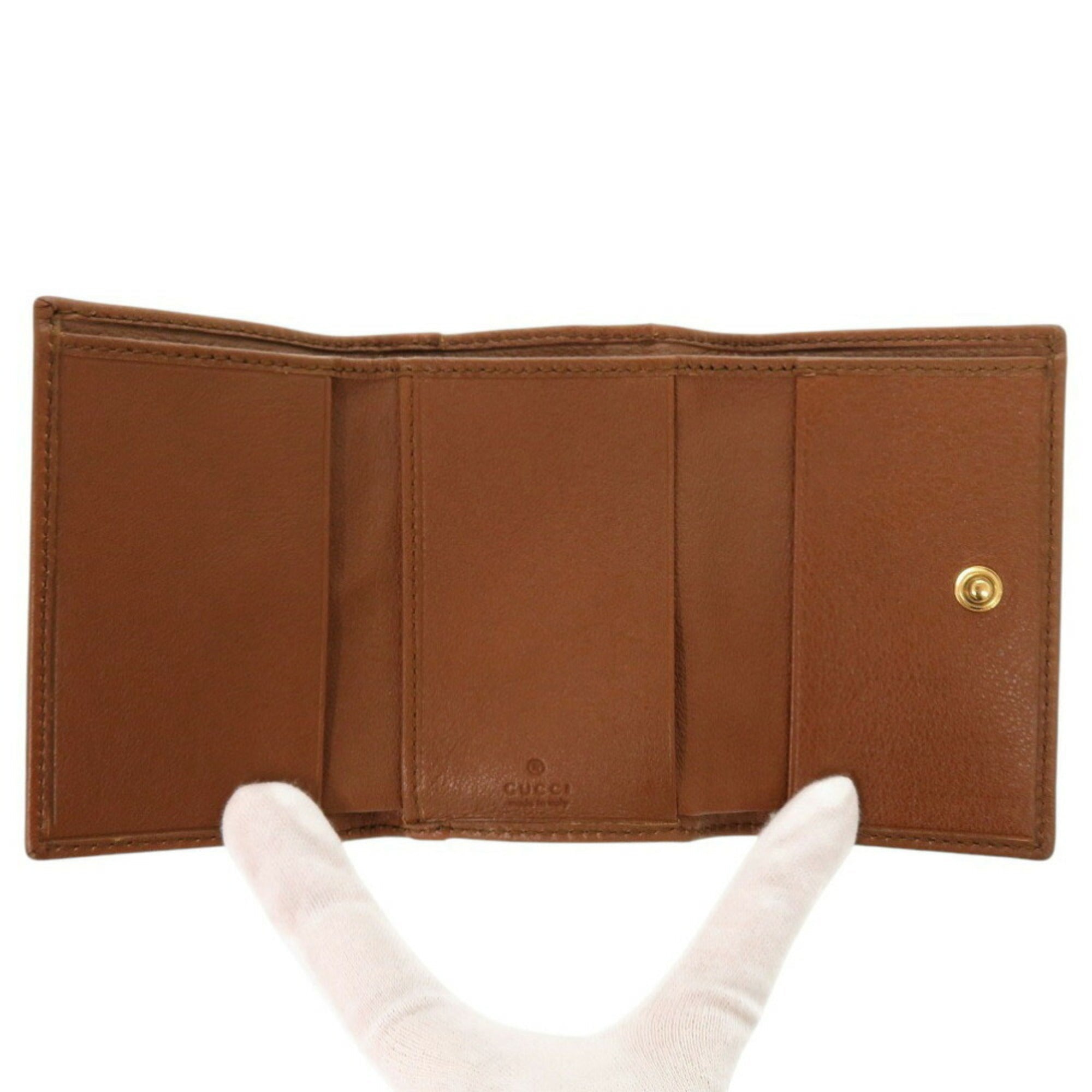 Gucci Bamboo Brown Leather Wallet (Tri-Fold) (Pre-Owned)