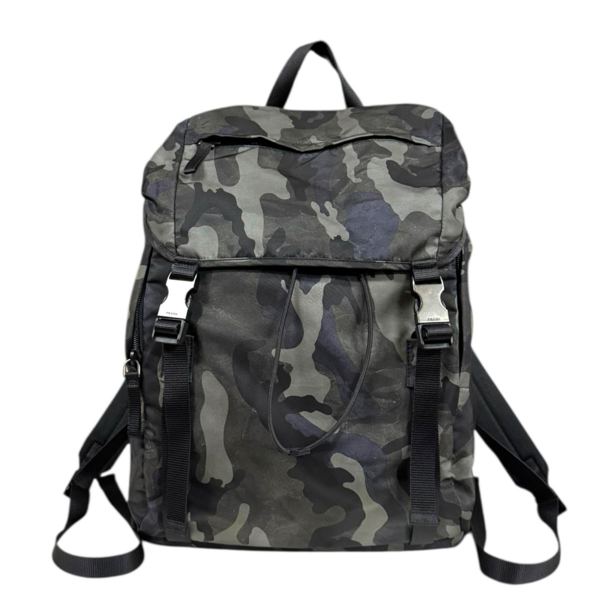 Prada Black Green Nylon Backpack (Pre-Owned)