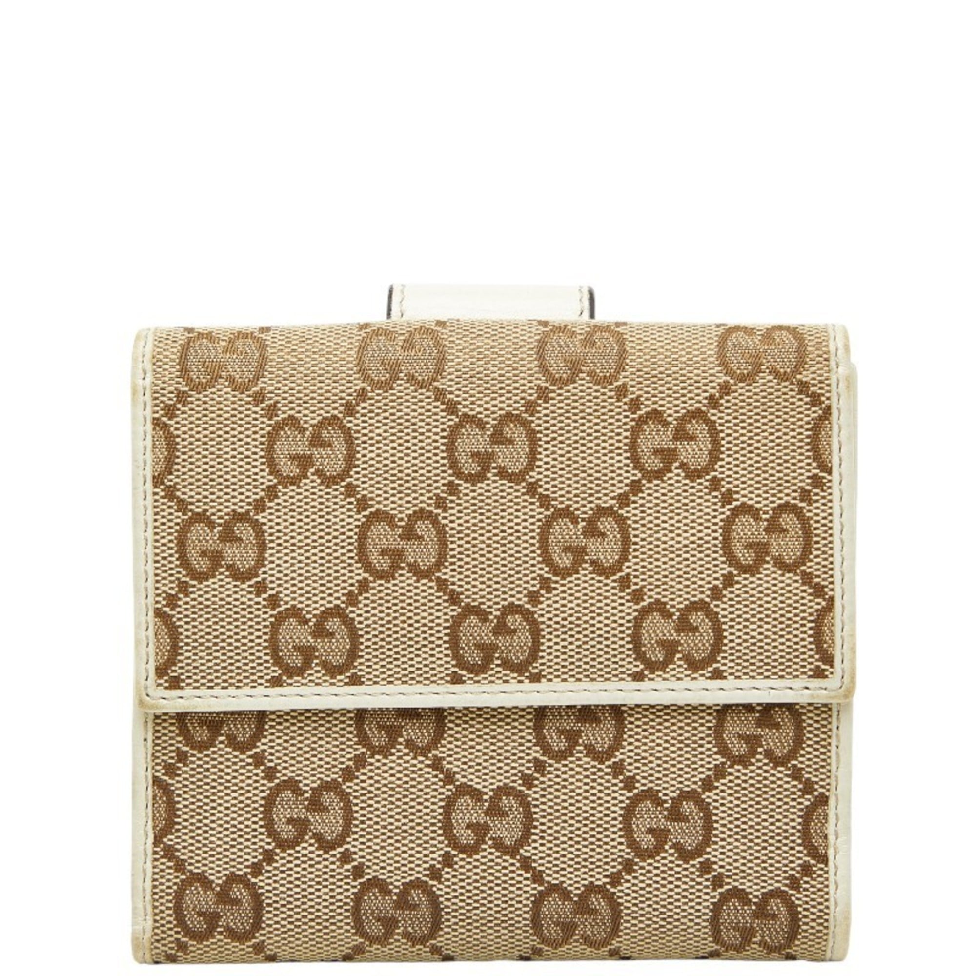 Gucci Beige Ivory Canvas Leather Wallet (Bi-Fold) (Pre-Owned)