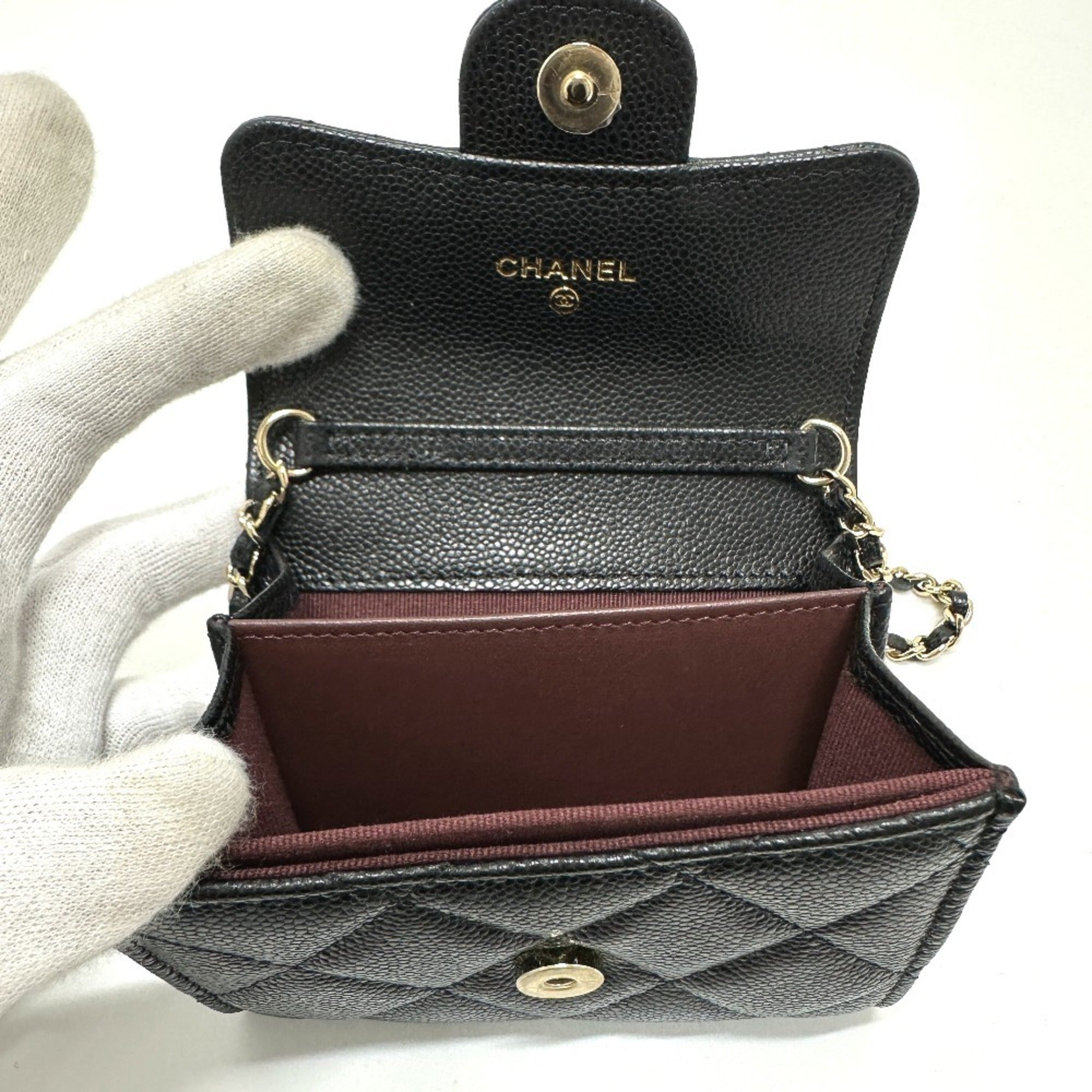 Chanel Black Grained Calfskin Coin Purse/Coin Case (Pre-Owned)