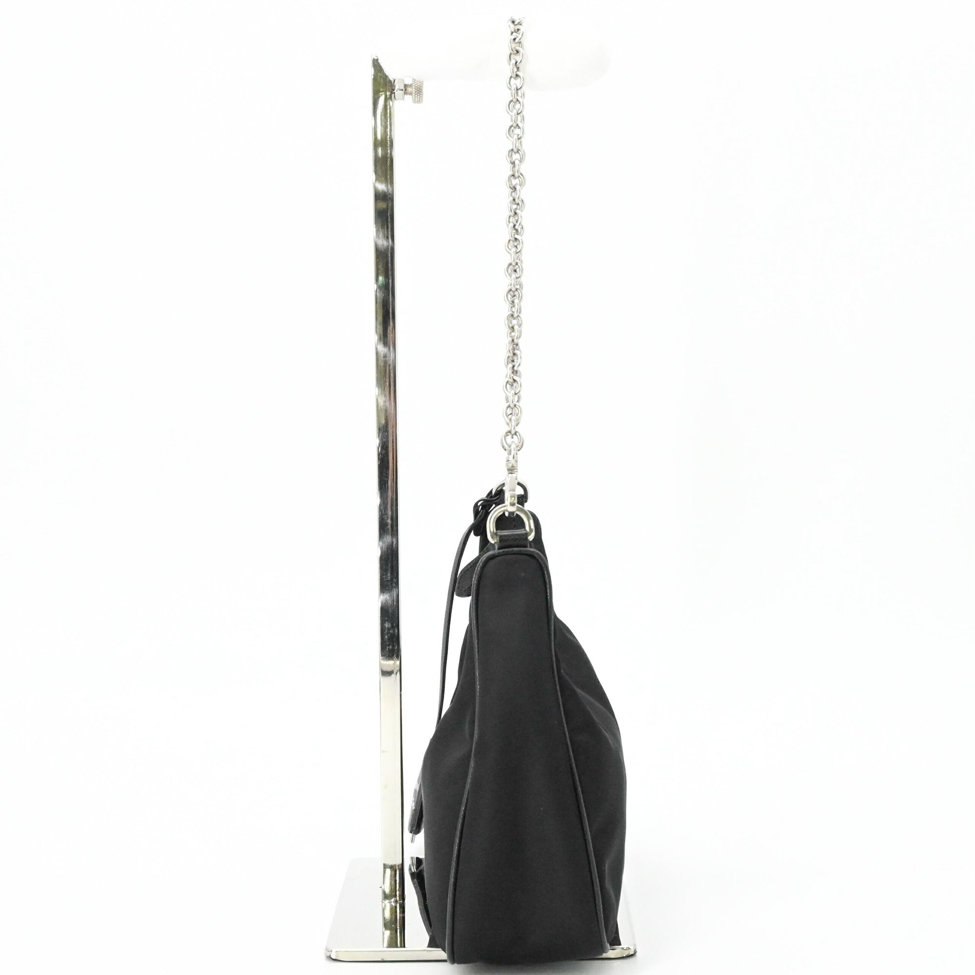 Prada Black Nylon Leather Handbag Pouch Shoulder Bag (Pre-Owned)