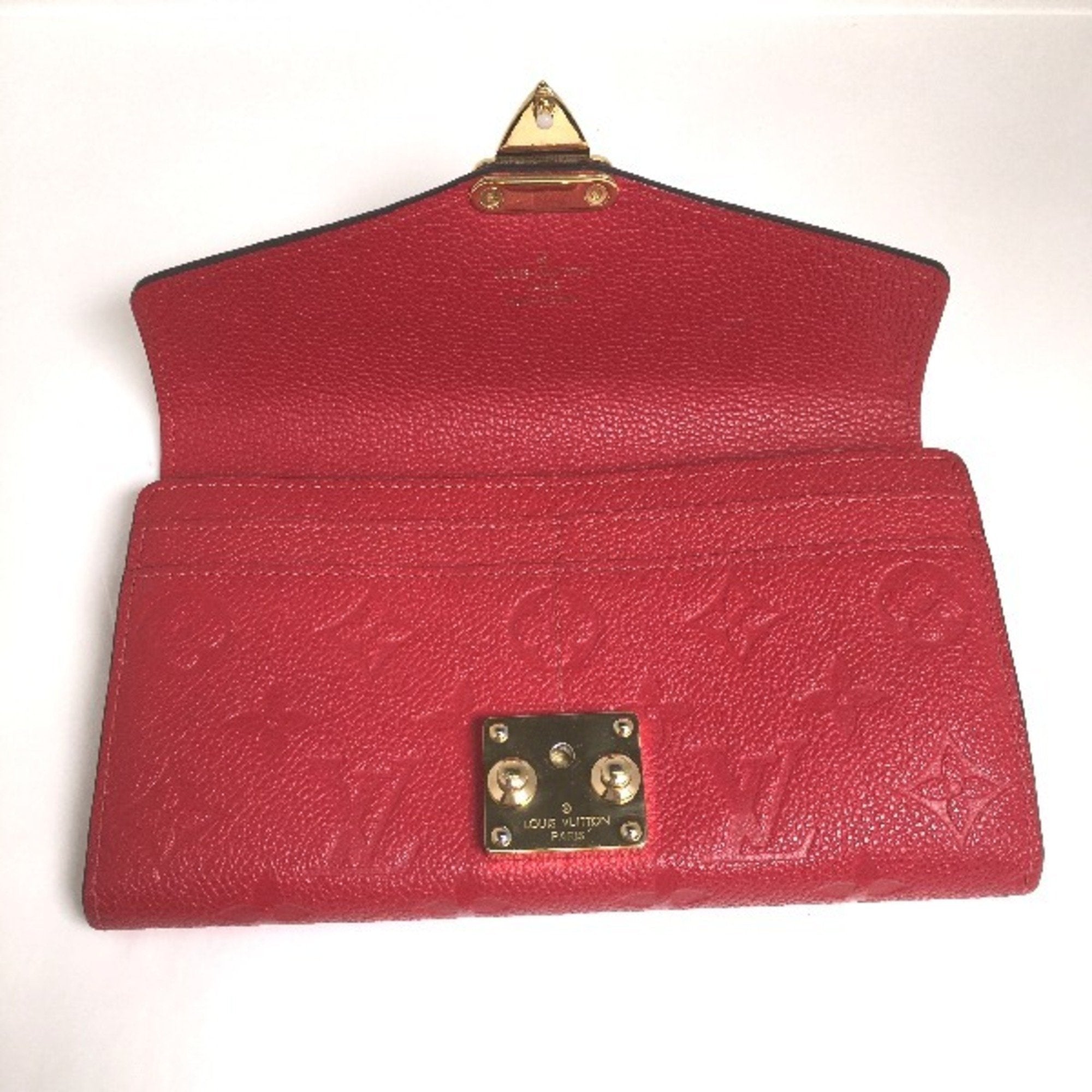 Louis Vuitton Red Color Monogram Long Wallet (Bi-Fold) (Pre-Owned)