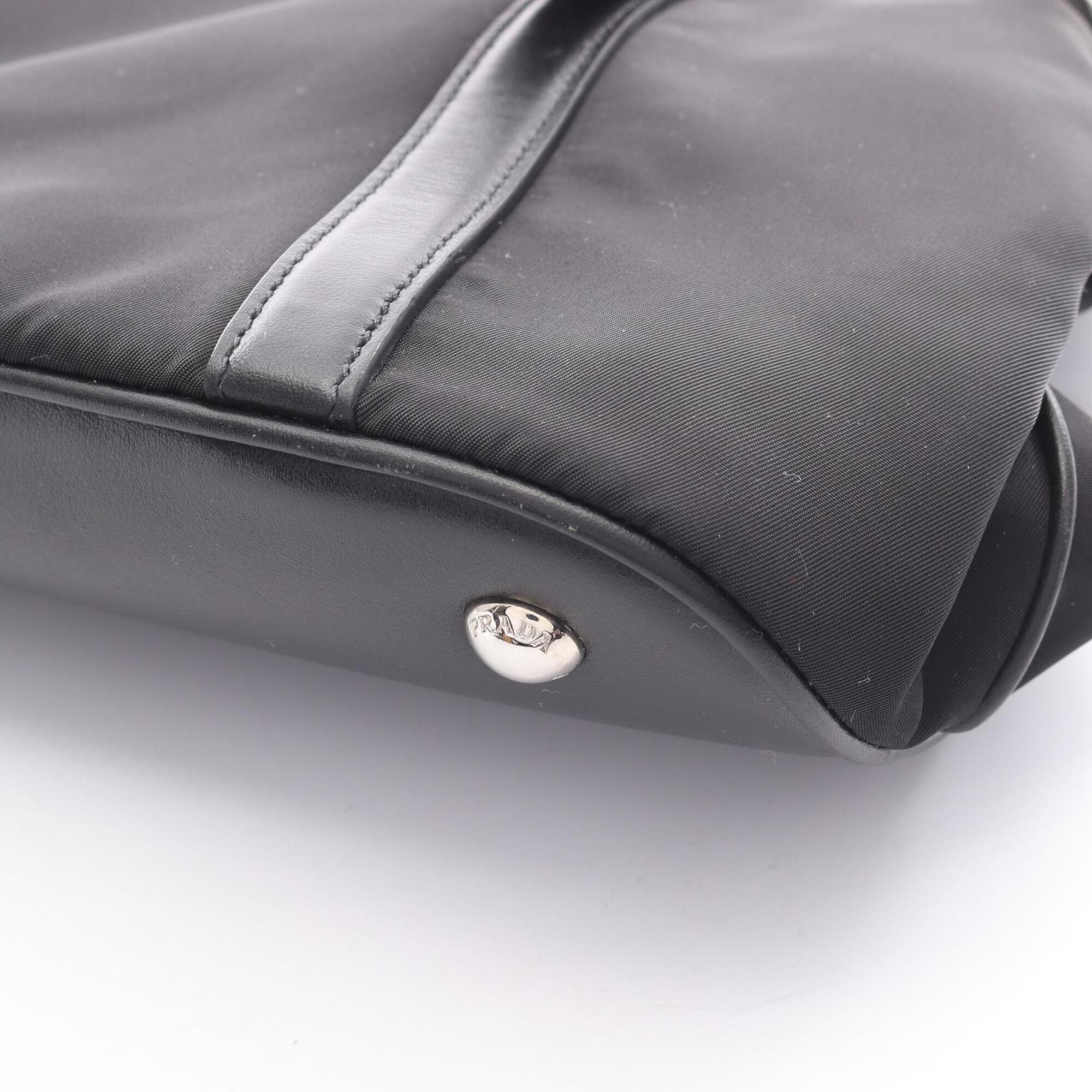 Prada Black Nylon Leather Handbag (Pre-Owned)
