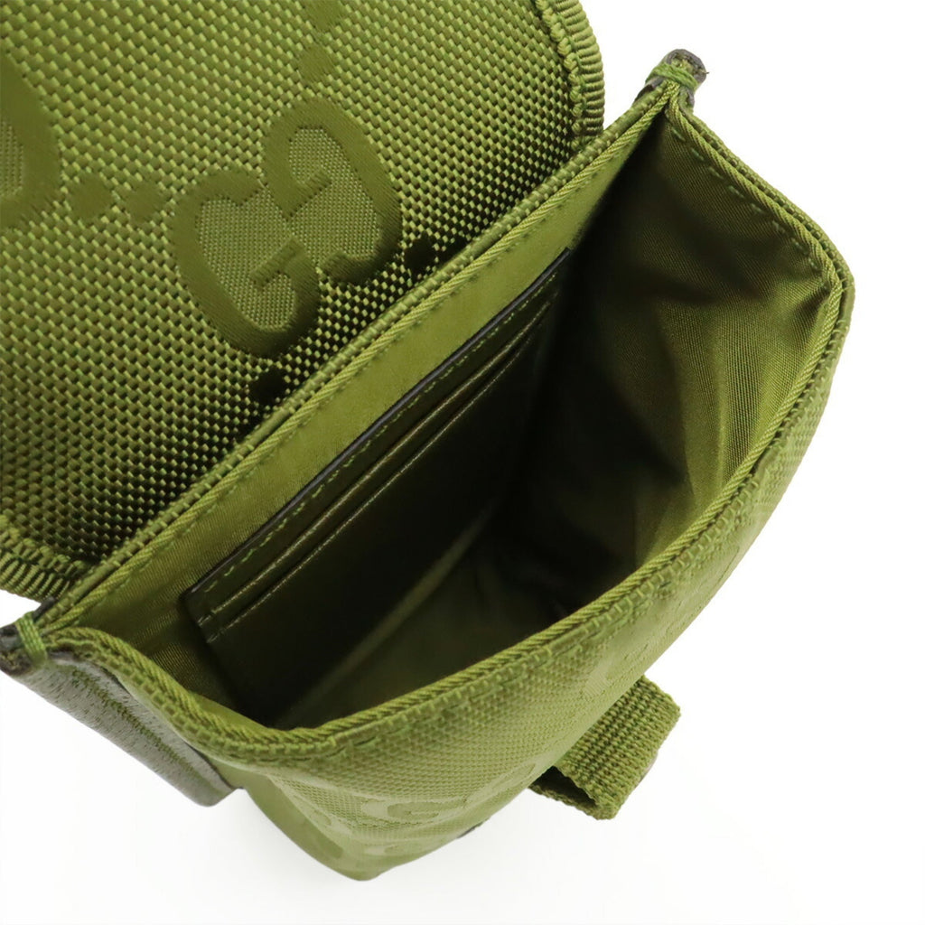 Gucci Green Khaki Nylon Canvas Leather Shoulder Bag (Pre-Owned)