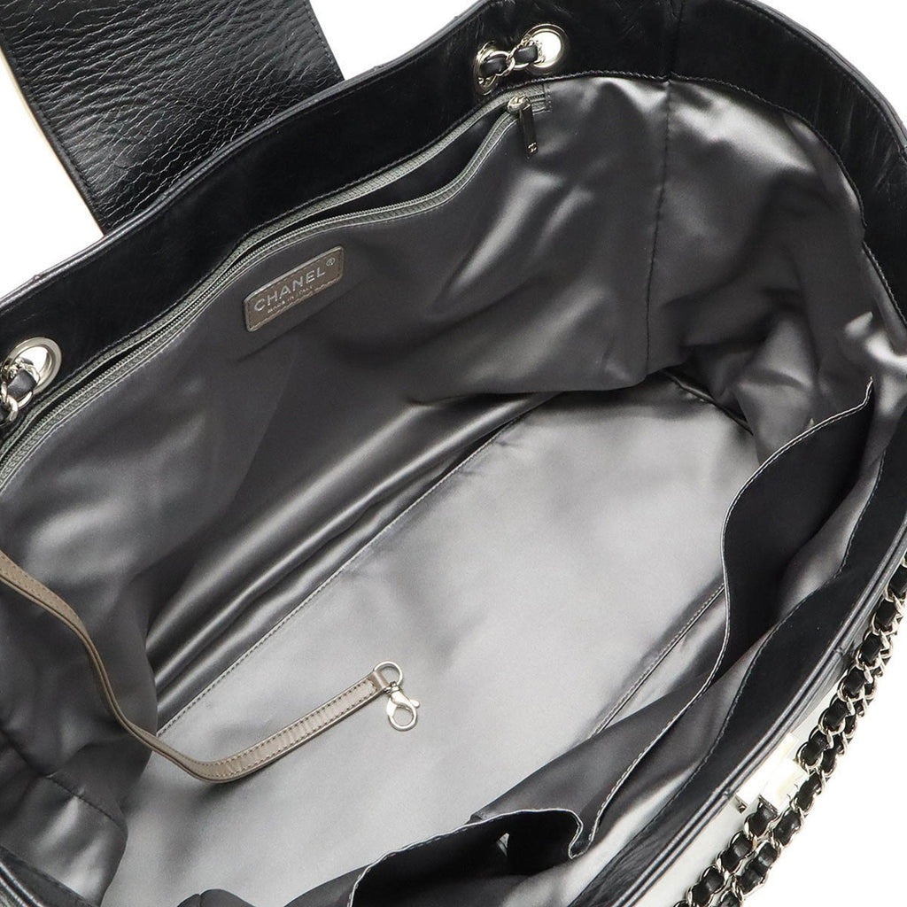 Chanel Black White Leather Tote Bag (Pre-Owned)