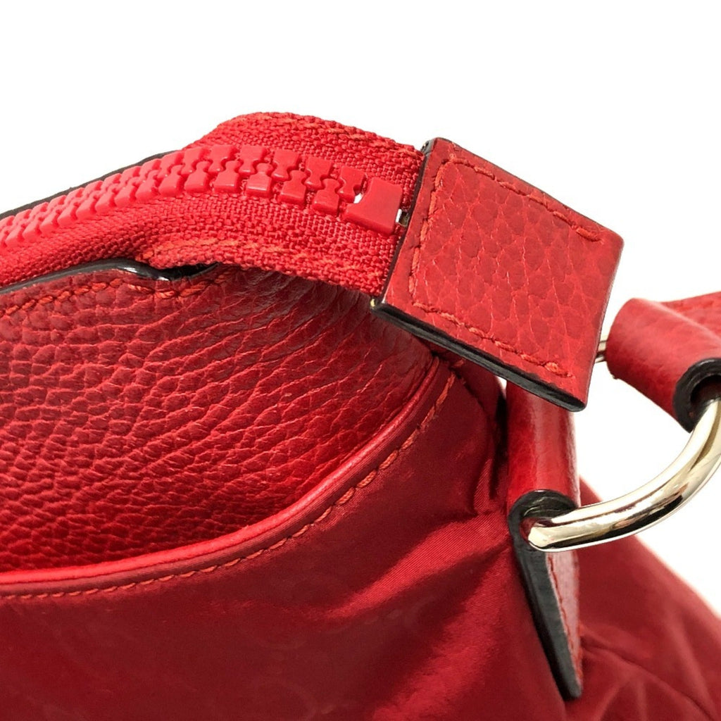 Gucci Red Color Nylon Leather Shoulder Bag (Pre-Owned)