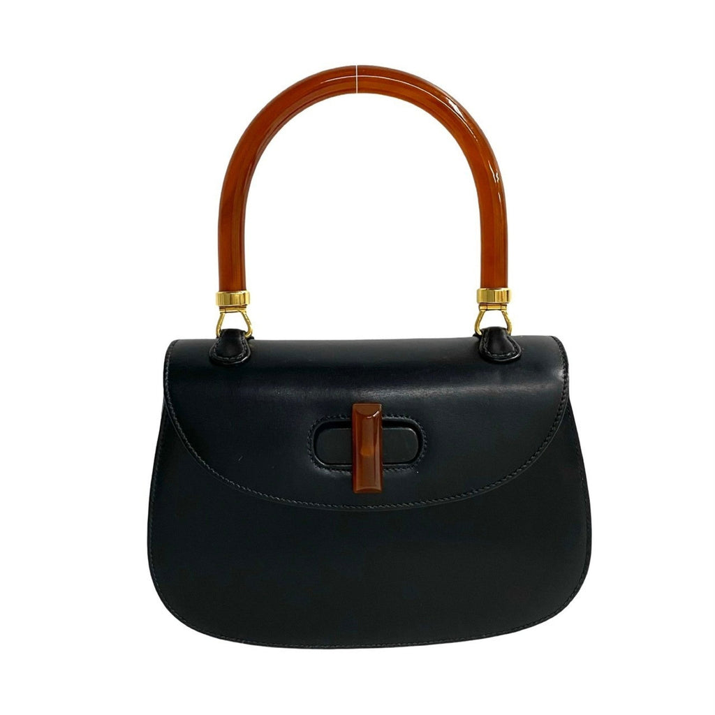 Gucci Black Leather Handbag Tote Bag (Pre-Owned)