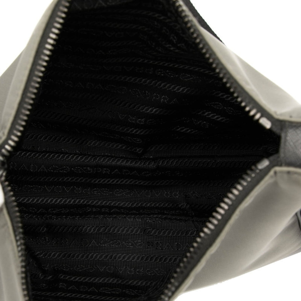 Prada Black Gray Nylon Leather Shoulder Bag (Pre-Owned)