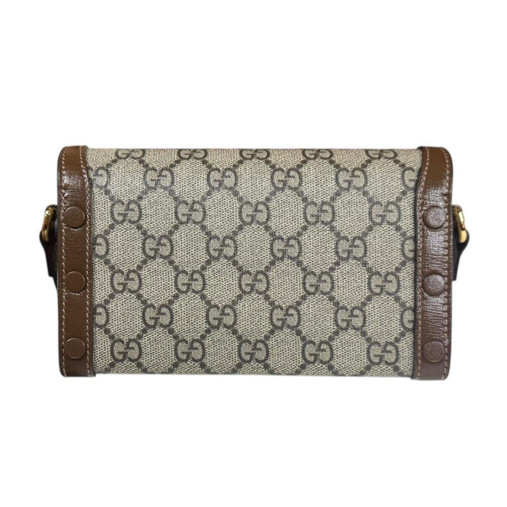 Gucci Horsebit Beige Brown Gg Supreme Shoulder Bag (Pre-Owned)