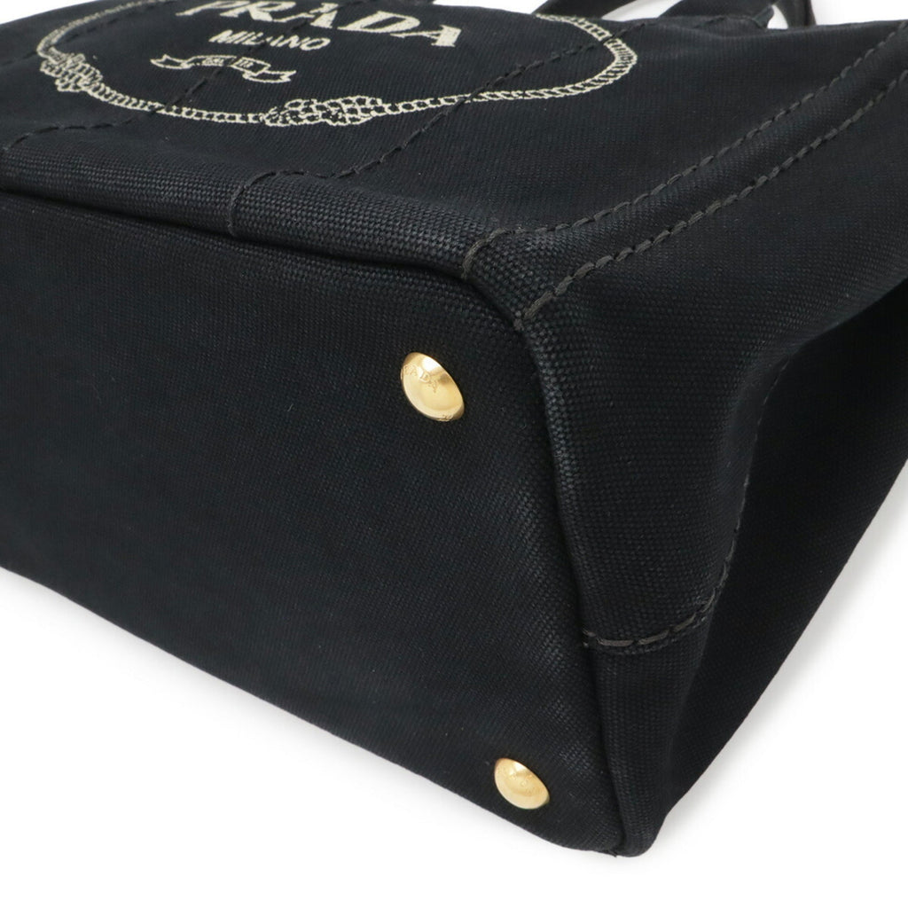 Prada Black Nero Canapa Canvas Handbag Shoulder Bag (Pre-Owned)