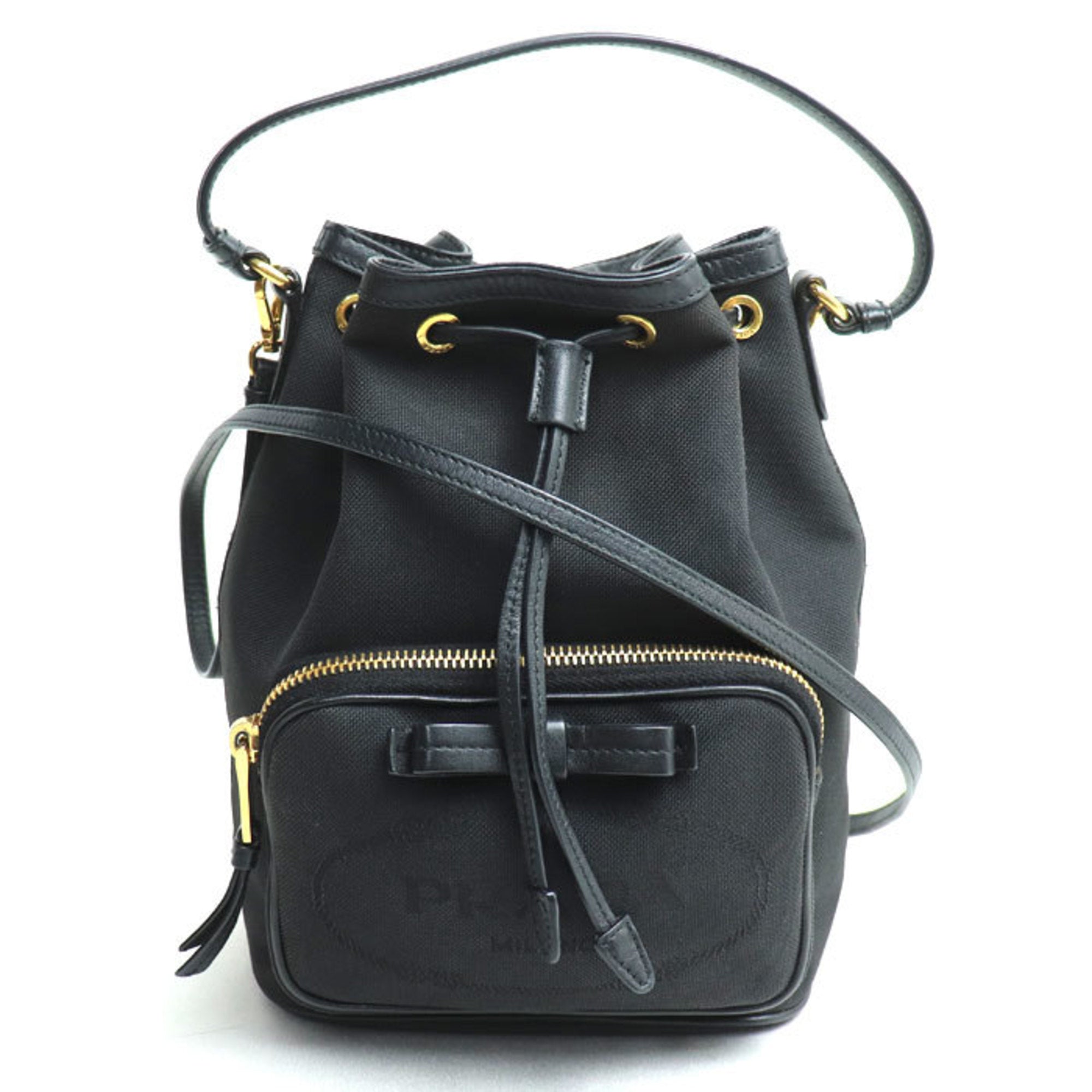 Prada Black Canvas Leather Shoulder Bag (Pre-Owned)