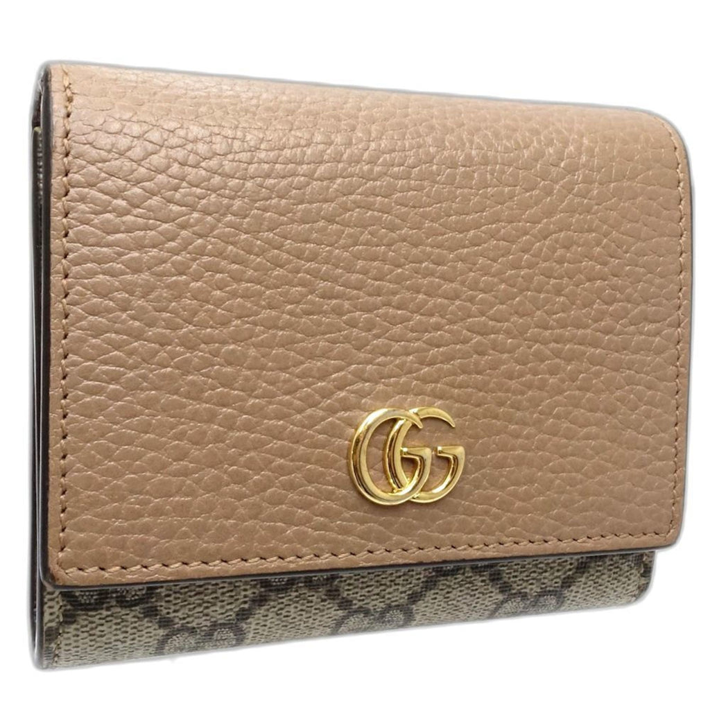 Gucci Beige Pink Beige Canvas Leather Wallet (Bi-Fold) (Pre-Owned)