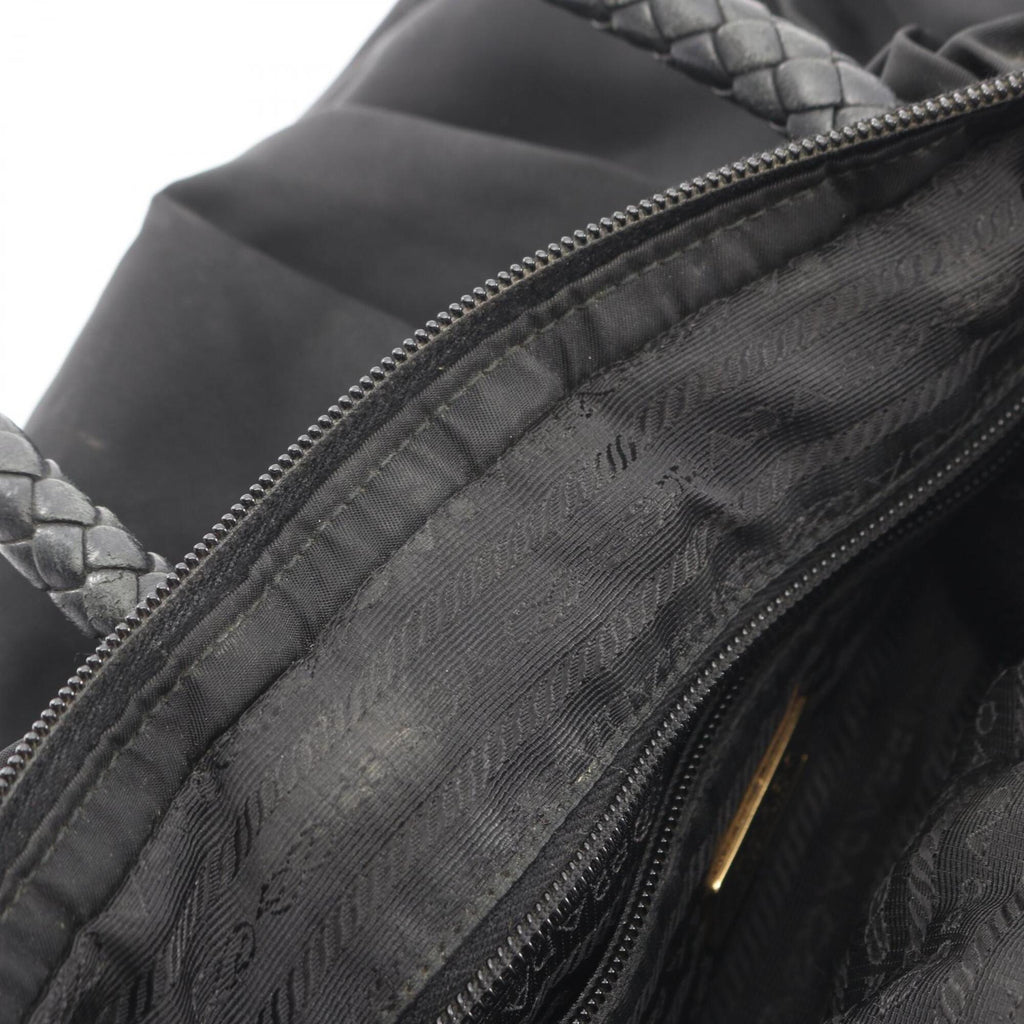 Prada Black Nylon Leather Handbag (Pre-Owned)