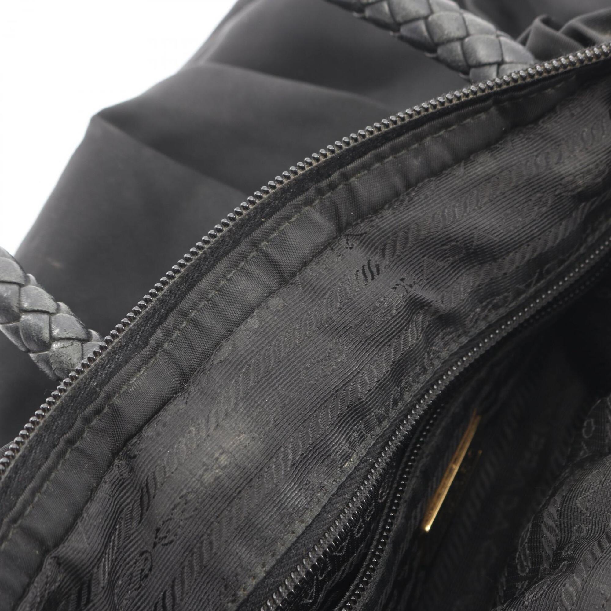 Prada Black Nylon Leather Handbag (Pre-Owned)