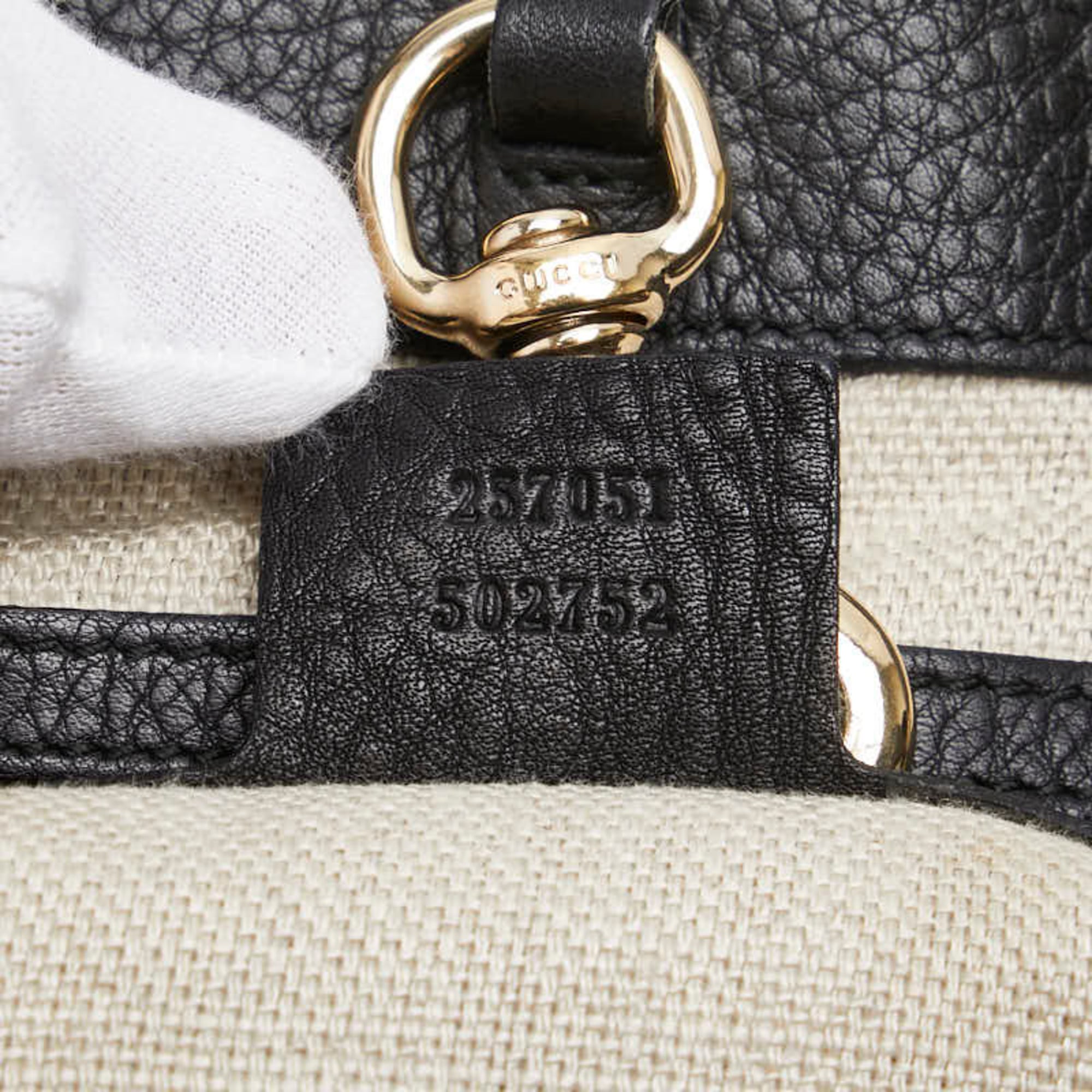 Gucci Black Leather Shoulder Bag Tote Bag (Pre-Owned)