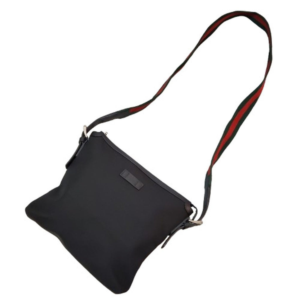 Gucci Sherry Line Black Canvas Leather Shoulder Bag (Pre-Owned)