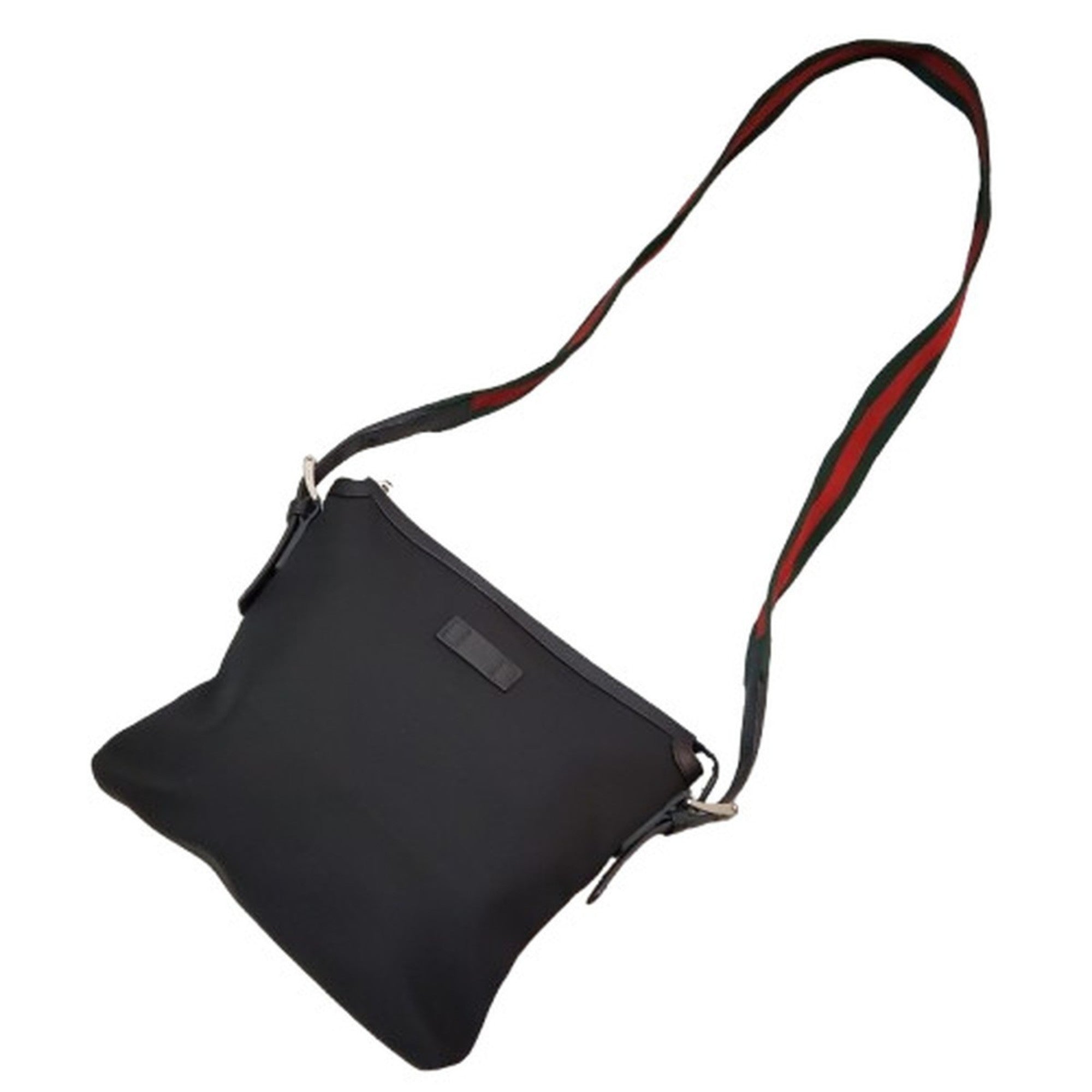 Gucci Sherry Line Black Canvas Leather Shoulder Bag (Pre-Owned)