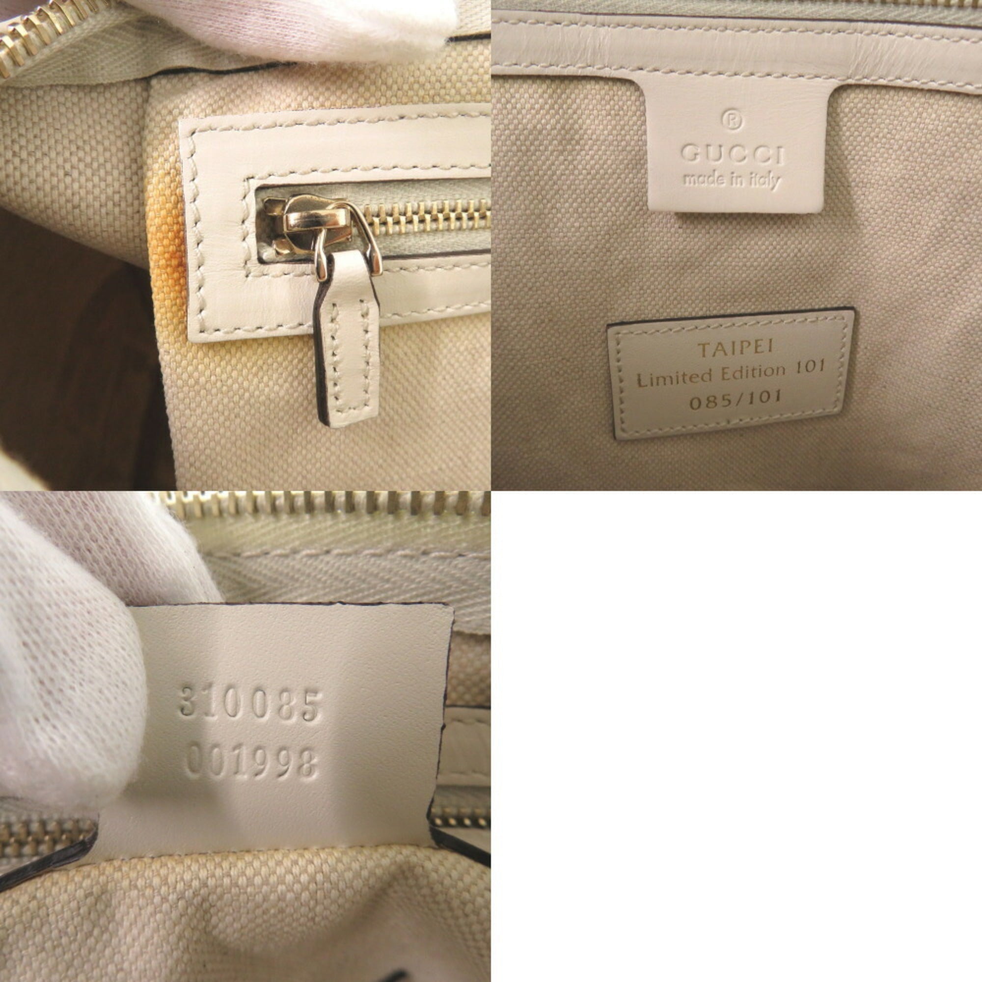 Gucci White Leather Boston Bag Handbag (Pre-Owned)