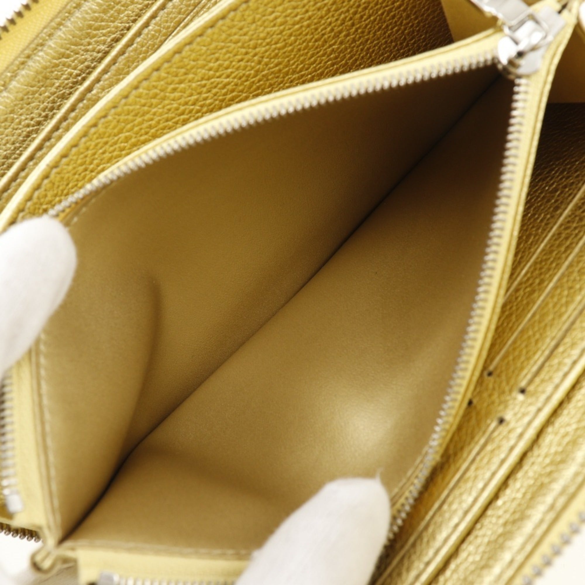 Louis Vuitton Gold Leather Long Wallet (Bi-Fold) (Pre-Owned)