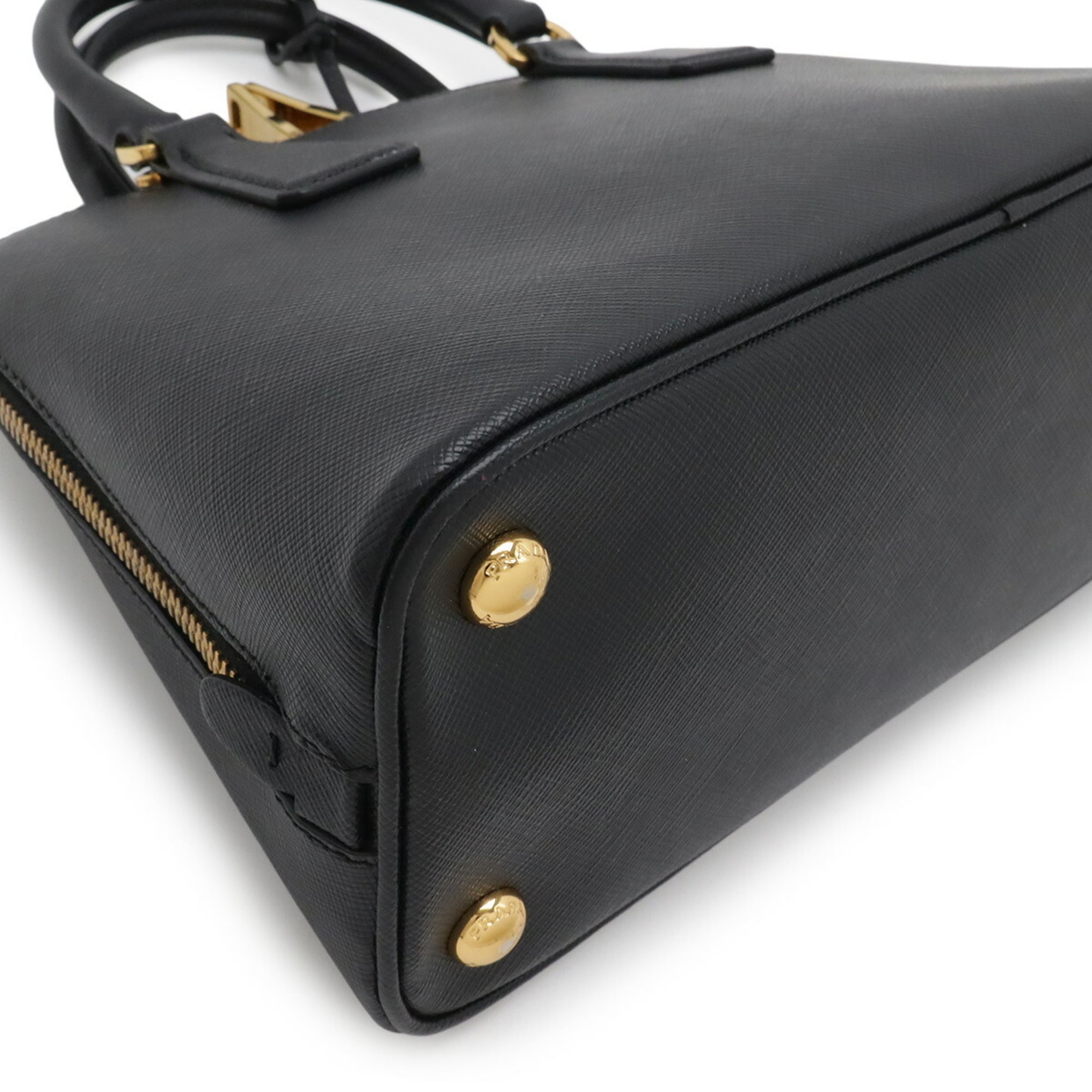 Prada Saffiano Black Nero Leather Handbag Shoulder Bag (Pre-Owned)
