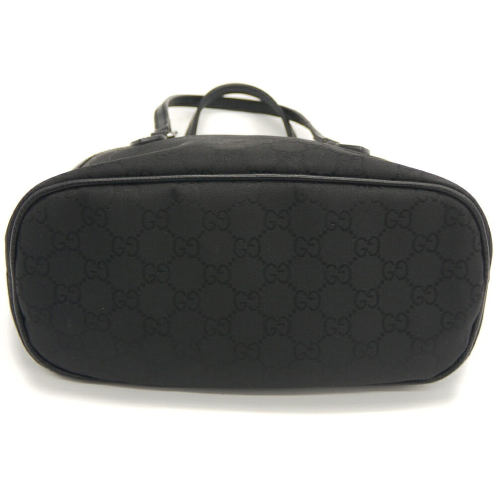 Gucci Black Nylon Leather Handbag Shoulder Bag (Pre-Owned)