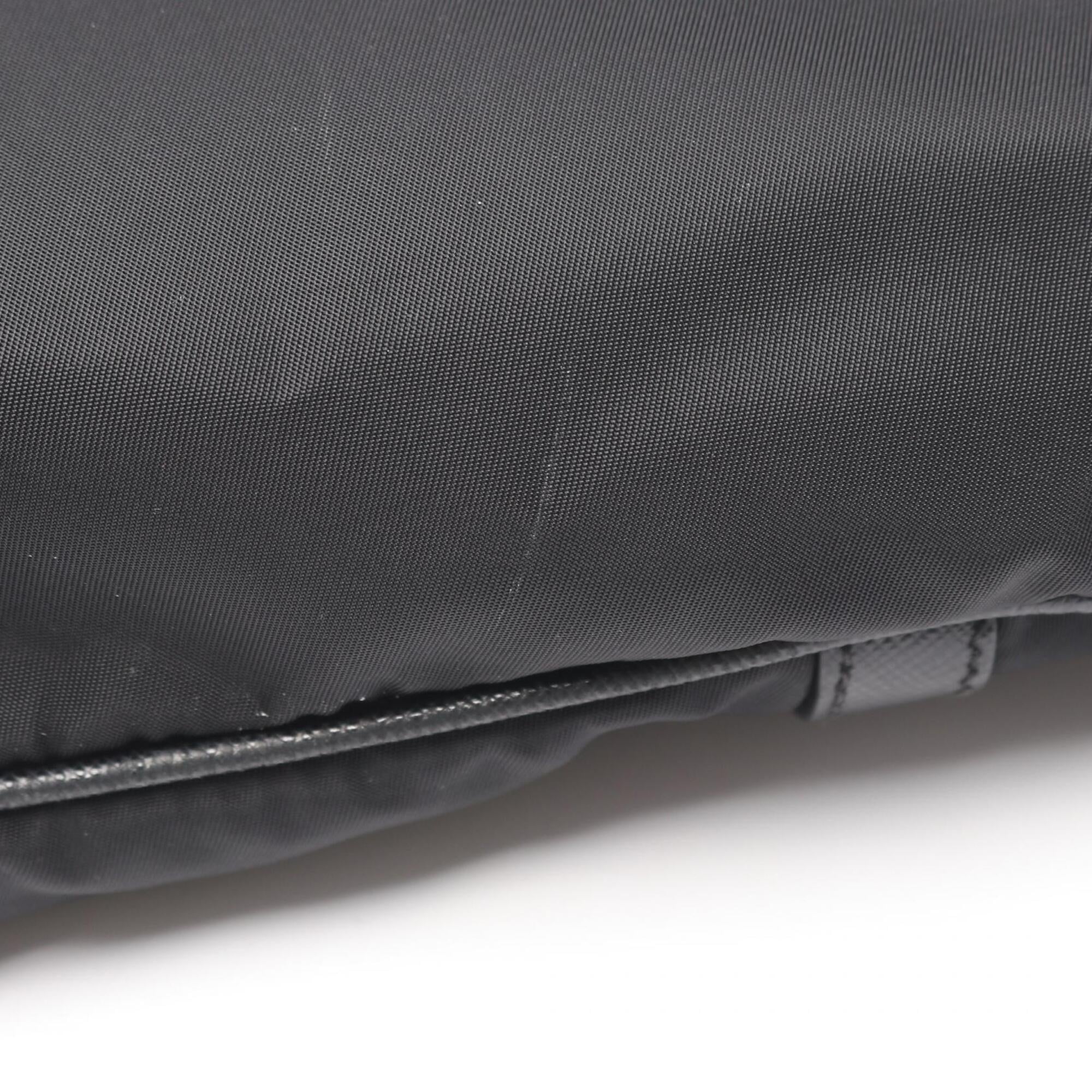 Prada Black Nylon Leather Handbag Tote Bag (Pre-Owned)