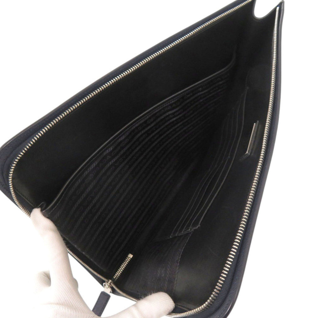 Prada Navy Leather Clutch Bag (Pre-Owned)
