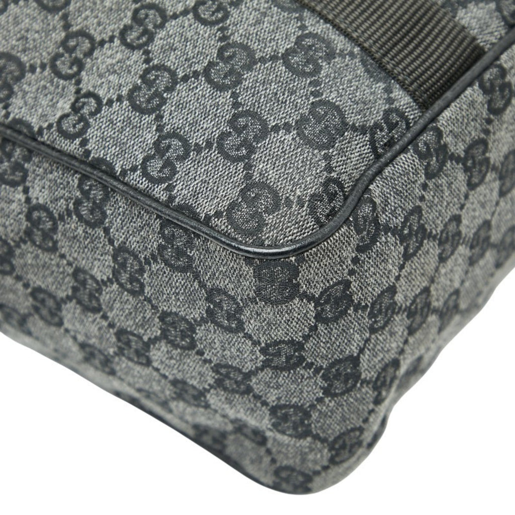 Gucci Black Gray Canvas Leather Handbag (Pre-Owned)