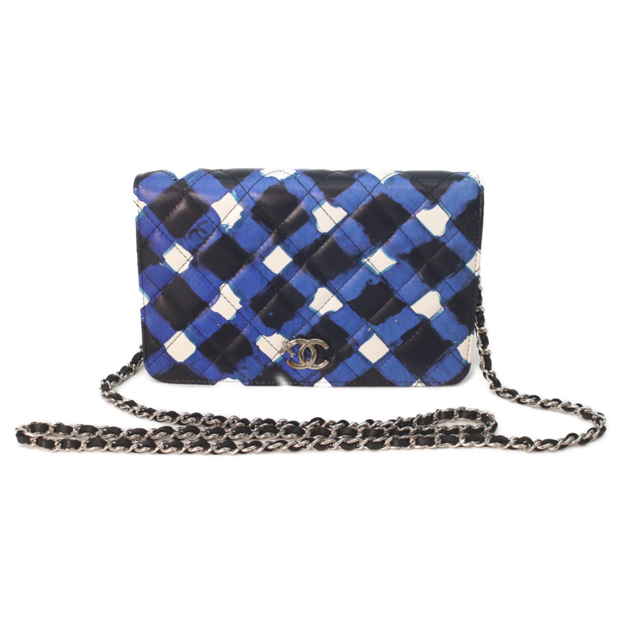 Chanel Black Blue Leather Shoulder Bag (Pre-Owned)