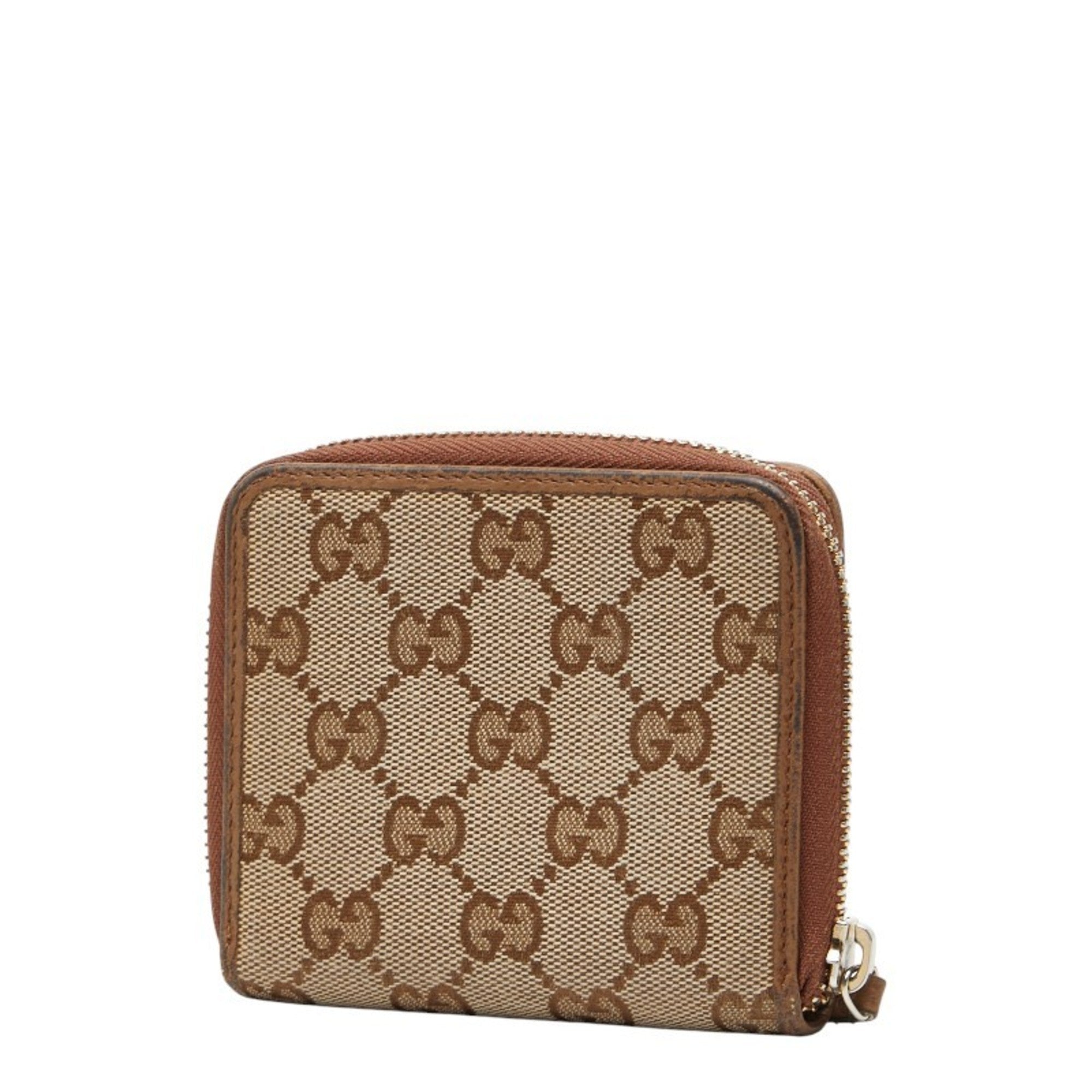 Gucci Beige Brown Canvas Leather Wallet (Bi-Fold) (Pre-Owned)