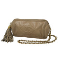 Chanel Matelasse Beige Leather Shoulder Bag (Pre-Owned)