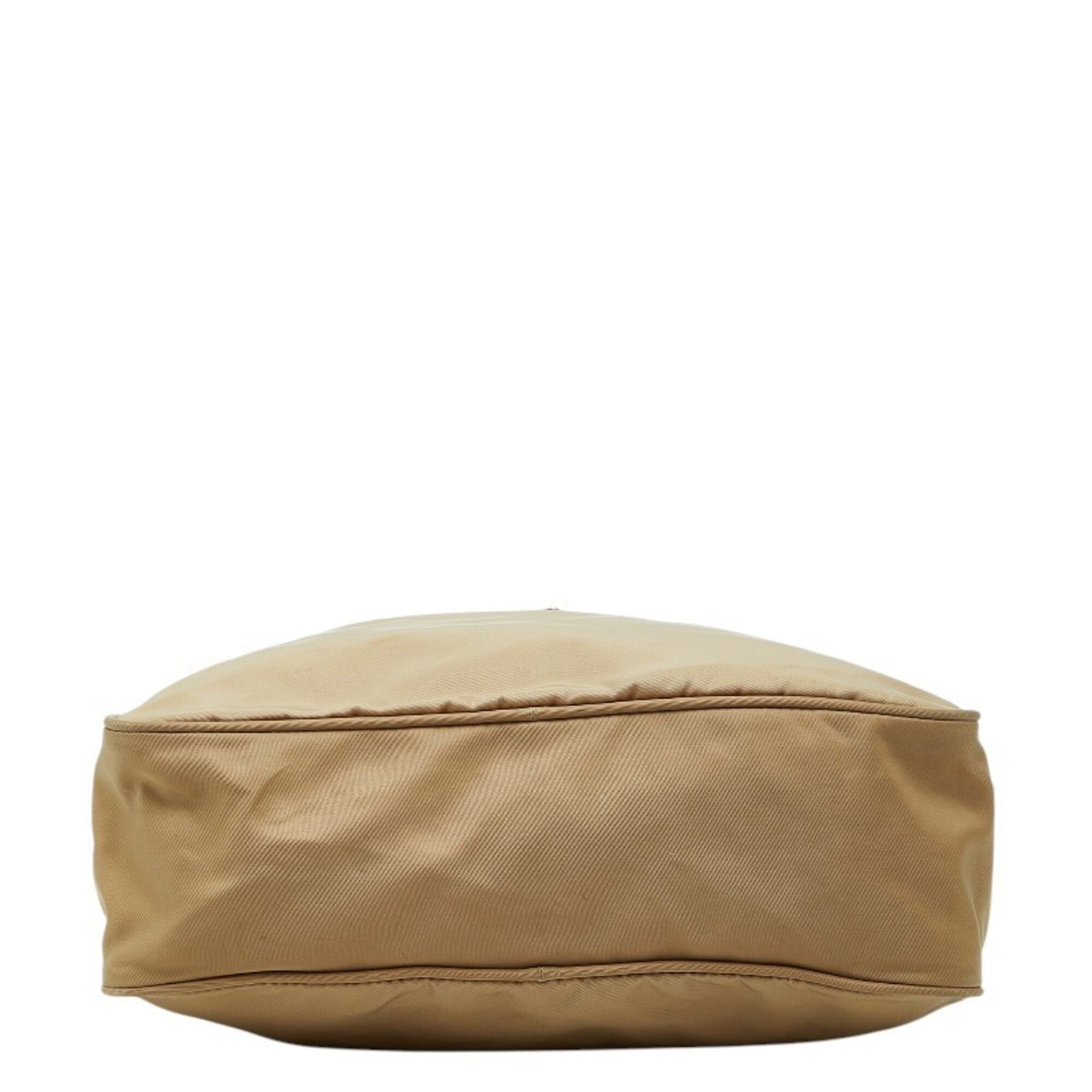Prada Beige Brown Nylon Leather Shoulder Bag (Pre-Owned)