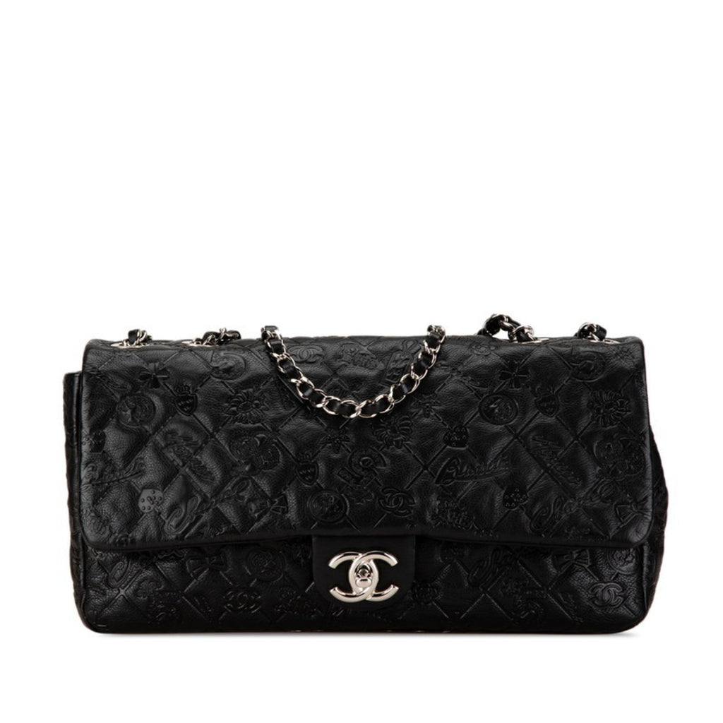 Chanel Black Leather Handbag Shoulder Bag (Pre-Owned)