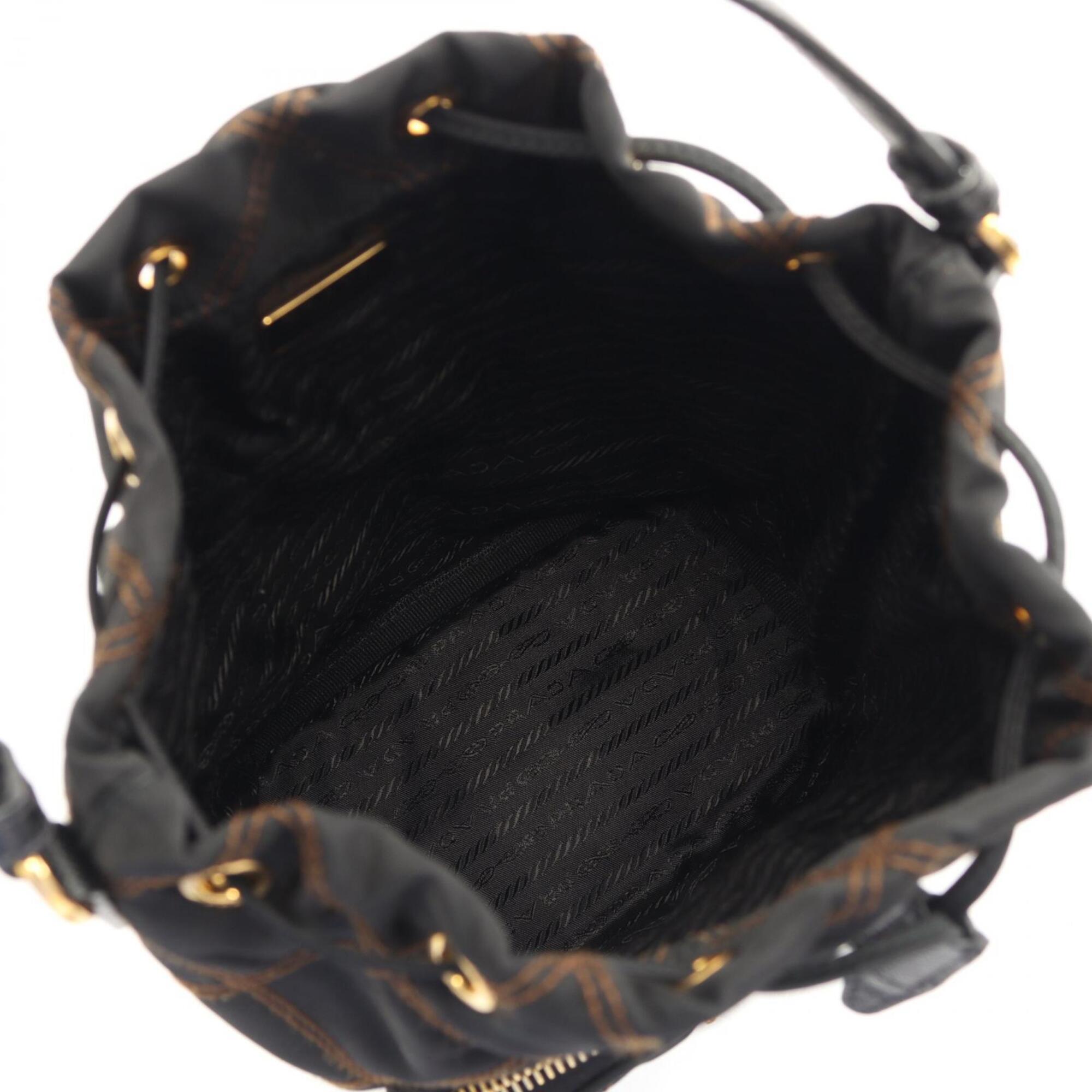 Prada Black Nylon Saffiano Triangle Handbag (Pre-Owned)