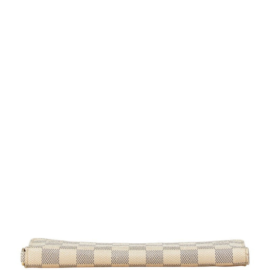 Louis Vuitton Damier Azur White Leather Long Wallet (Bi-Fold) (Pre-Owned)