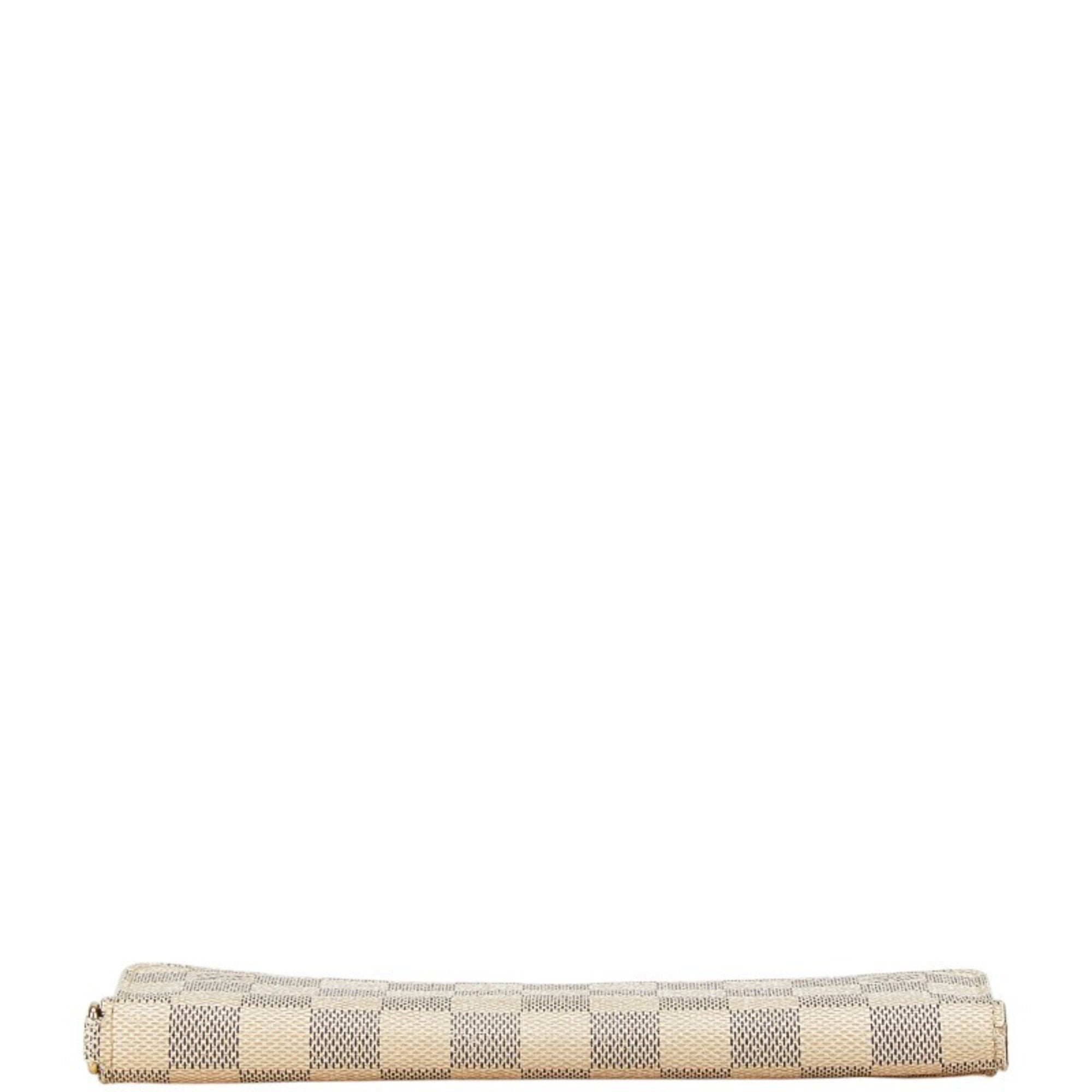 Louis Vuitton Damier Azur White Leather Long Wallet (Bi-Fold) (Pre-Owned)