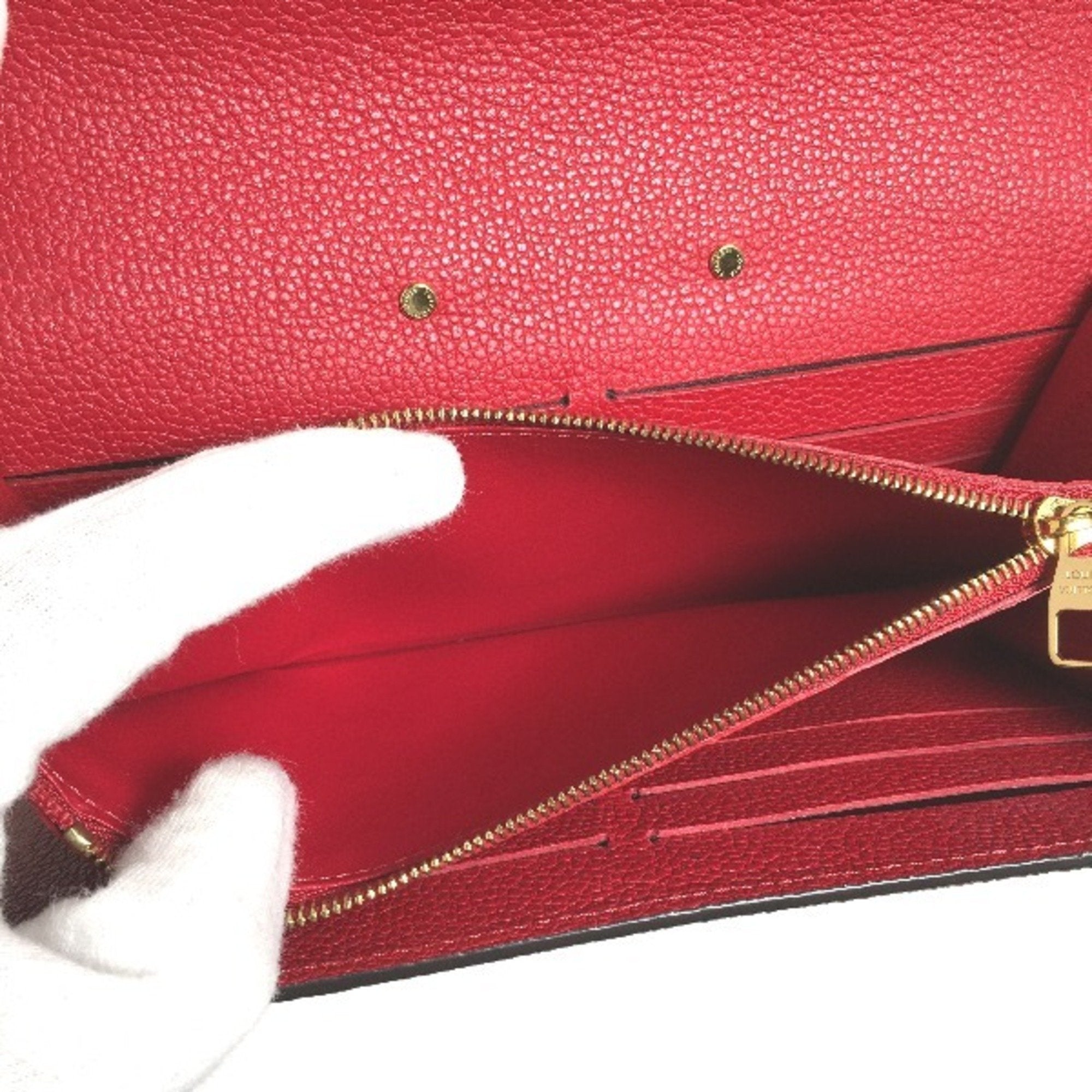 Louis Vuitton Red Color Monogram Long Wallet (Bi-Fold) (Pre-Owned)
