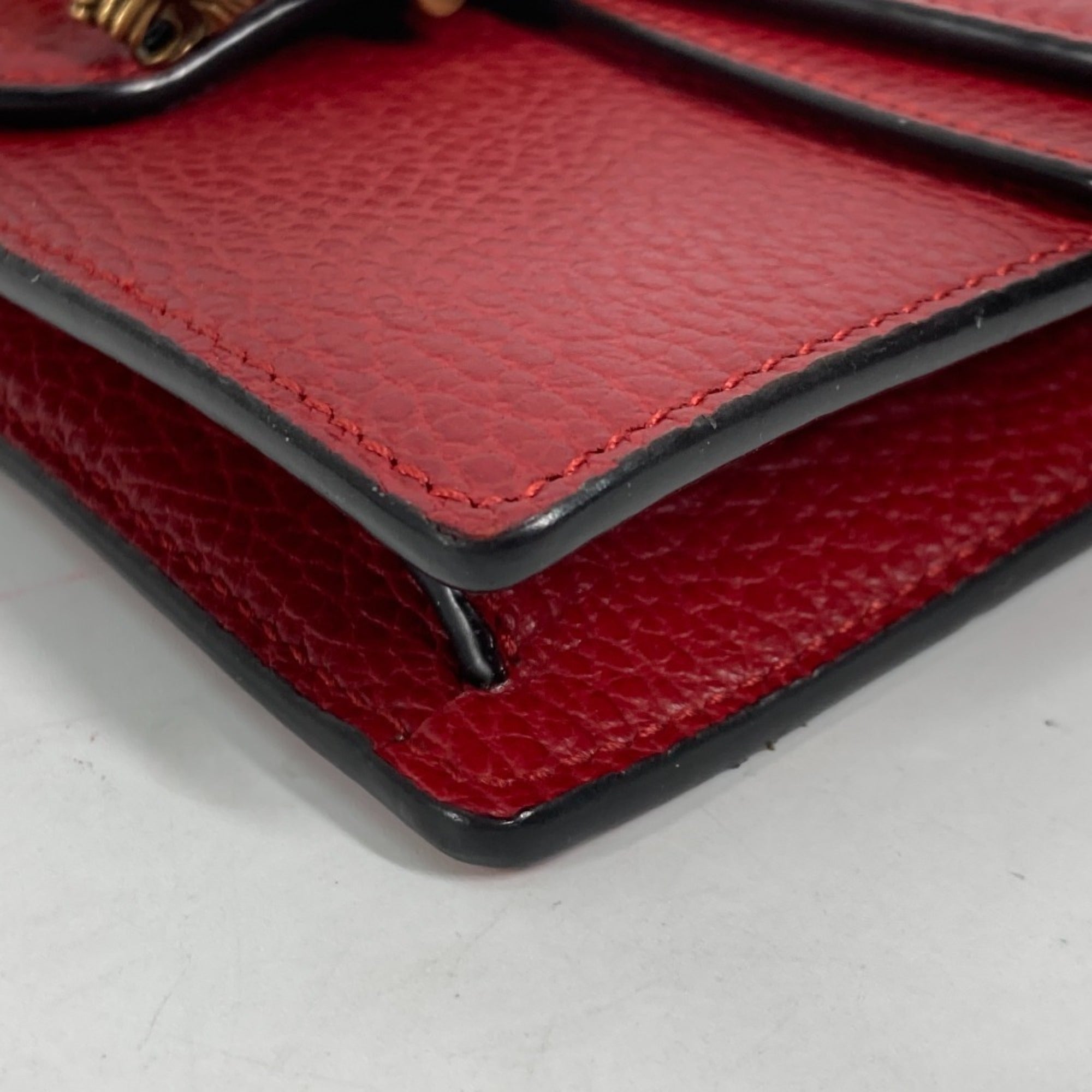 Gucci Red Color Leather Clutch Bag Pouch Shoulder Bag (Pre-Owned)