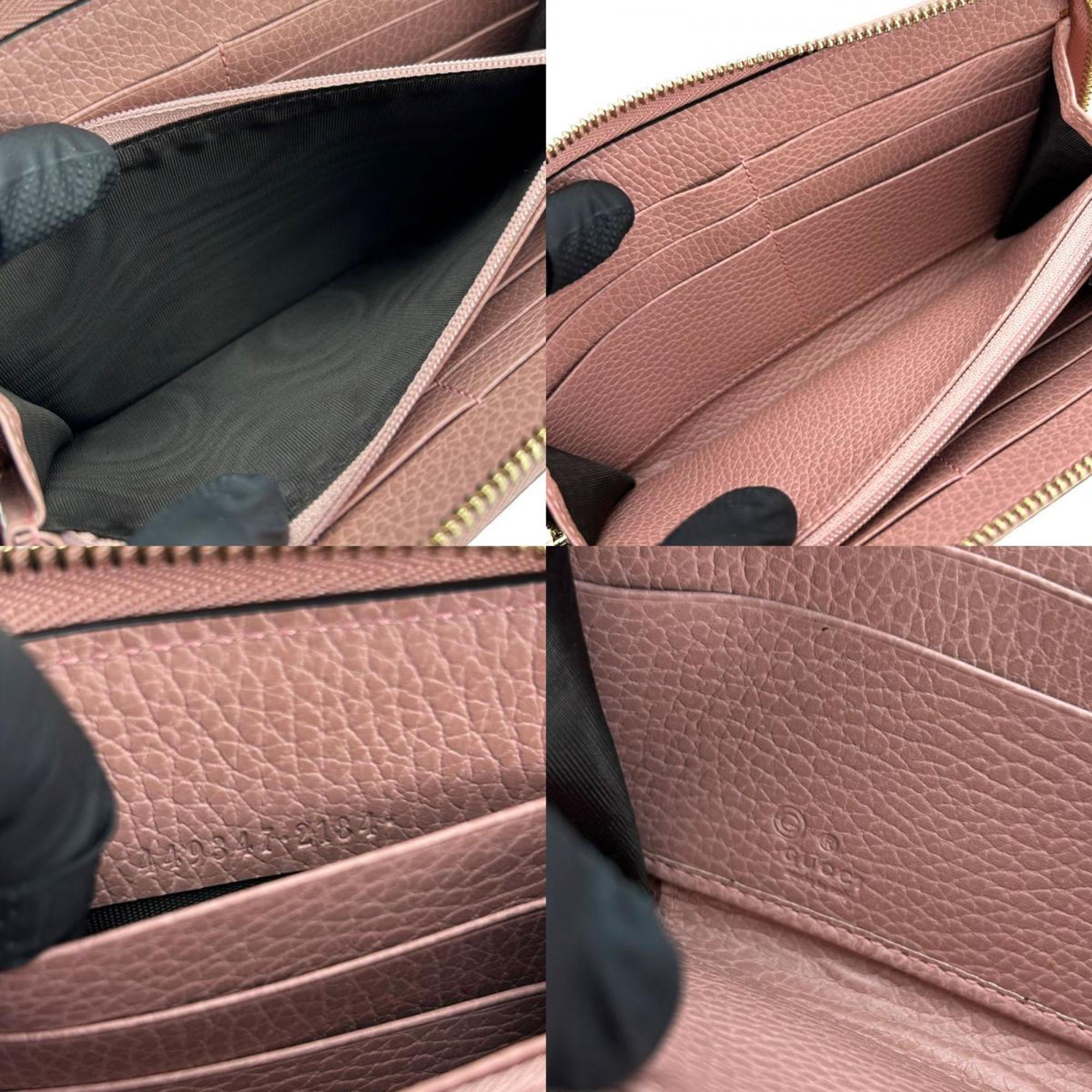 Gucci Pink Leather Long Wallet (Bi-Fold) (Pre-Owned)