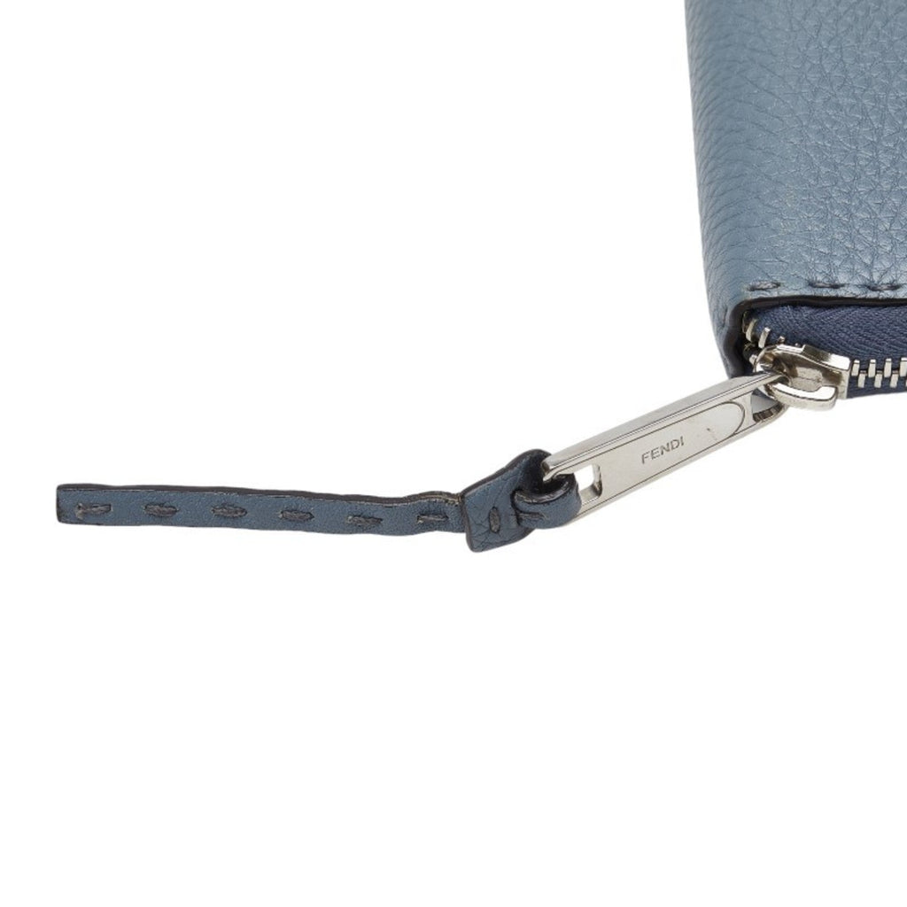 Fendi Blue Gray Leather Long Wallet (Bi-Fold) (Pre-Owned)