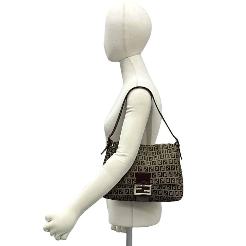 Fendi Beige Brown Canvas Leather Handbag Shoulder Bag (Pre-Owned)
