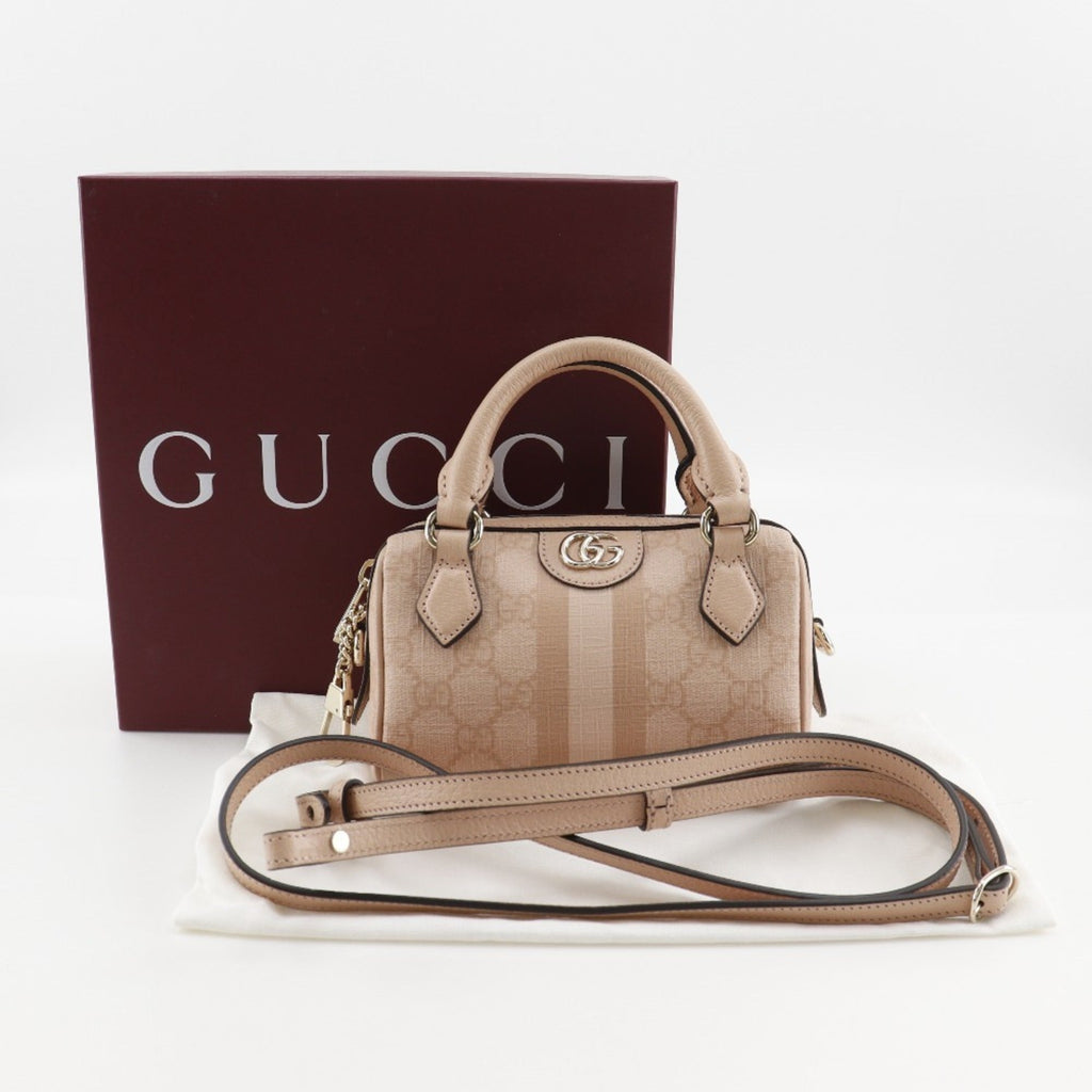 Gucci Ophidia Dusty Pink Gg Supreme Handbag (Pre-Owned)